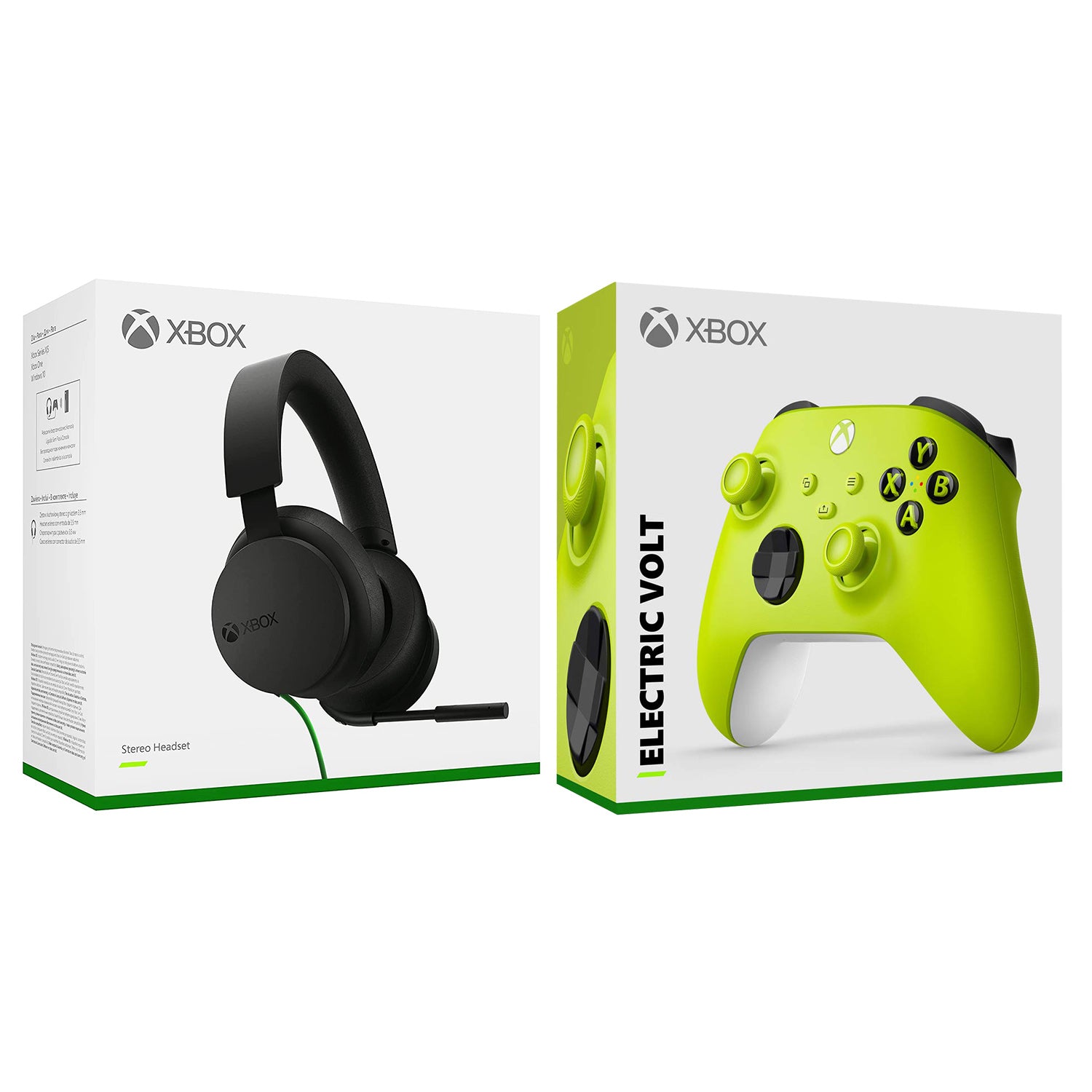 Microsoft Xbox Stereo Wired Headset and Wireless Controller Bundle - Electric Volt - Pro-Distributing