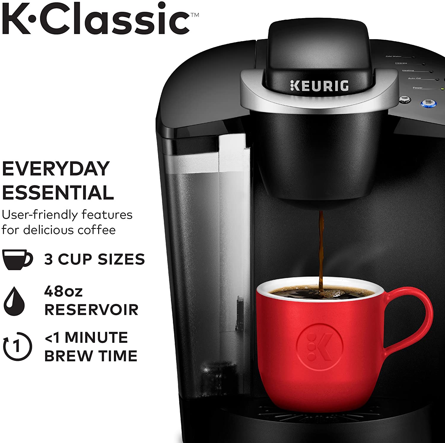 Keurig K-Classic Coffee Maker K-Cup Pod, Single Serve, Programmable, 6 to 10 oz. Brew Sizes, Black - Pro-Distributing