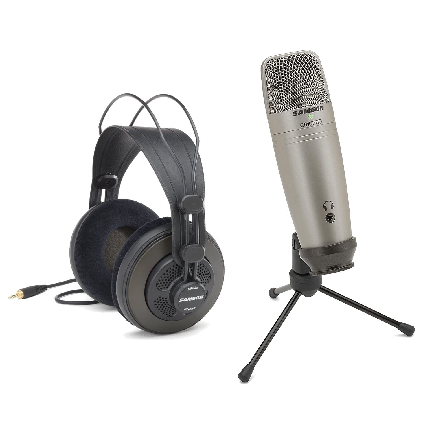 Samson C01U Pro Condenser Microphone with R850 Semi Open-Back Headphones Bundle - Pro-Distributing