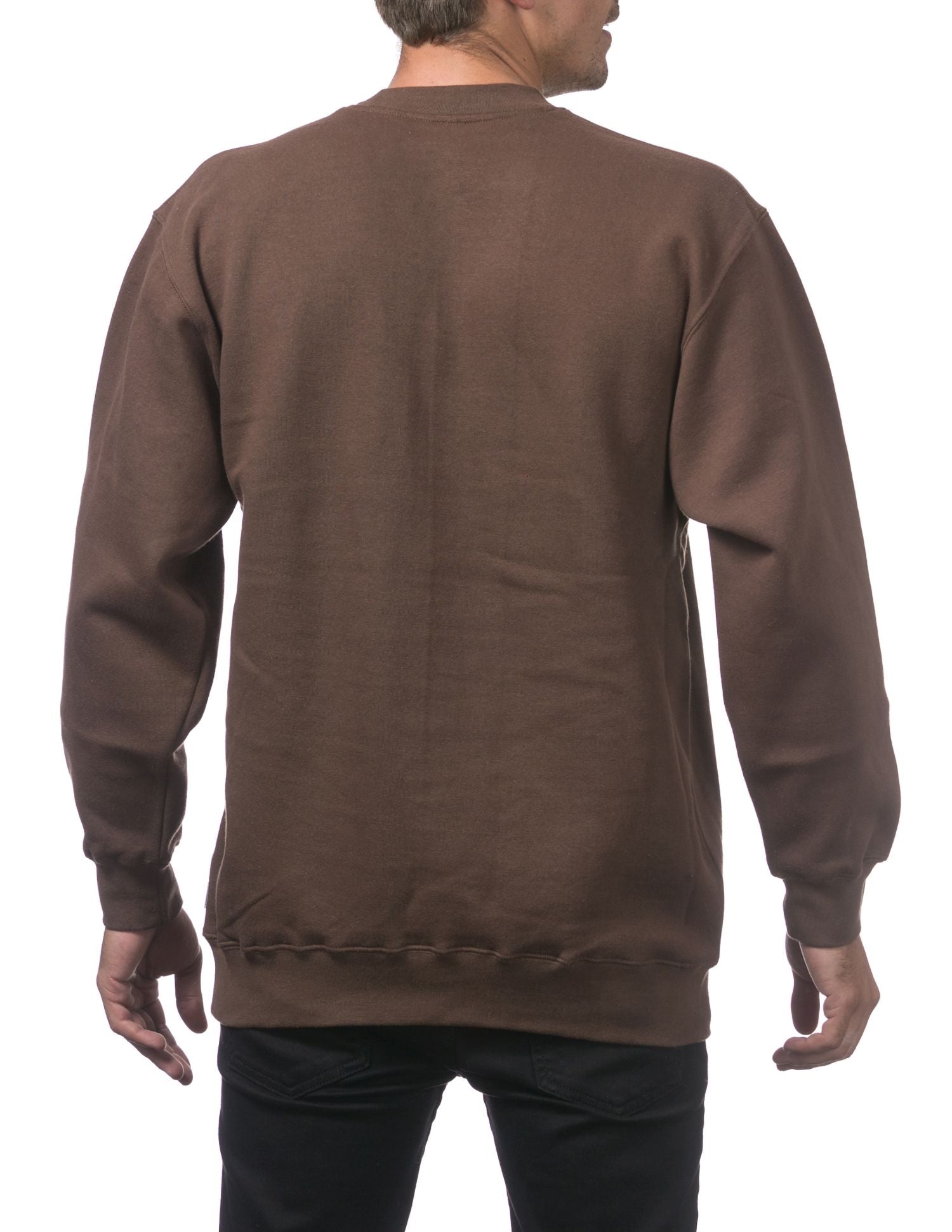 Pro Club Men's Heavyweight Crew Neck Fleece Pullover Sweater - Brown - Large - Pro-Distributing