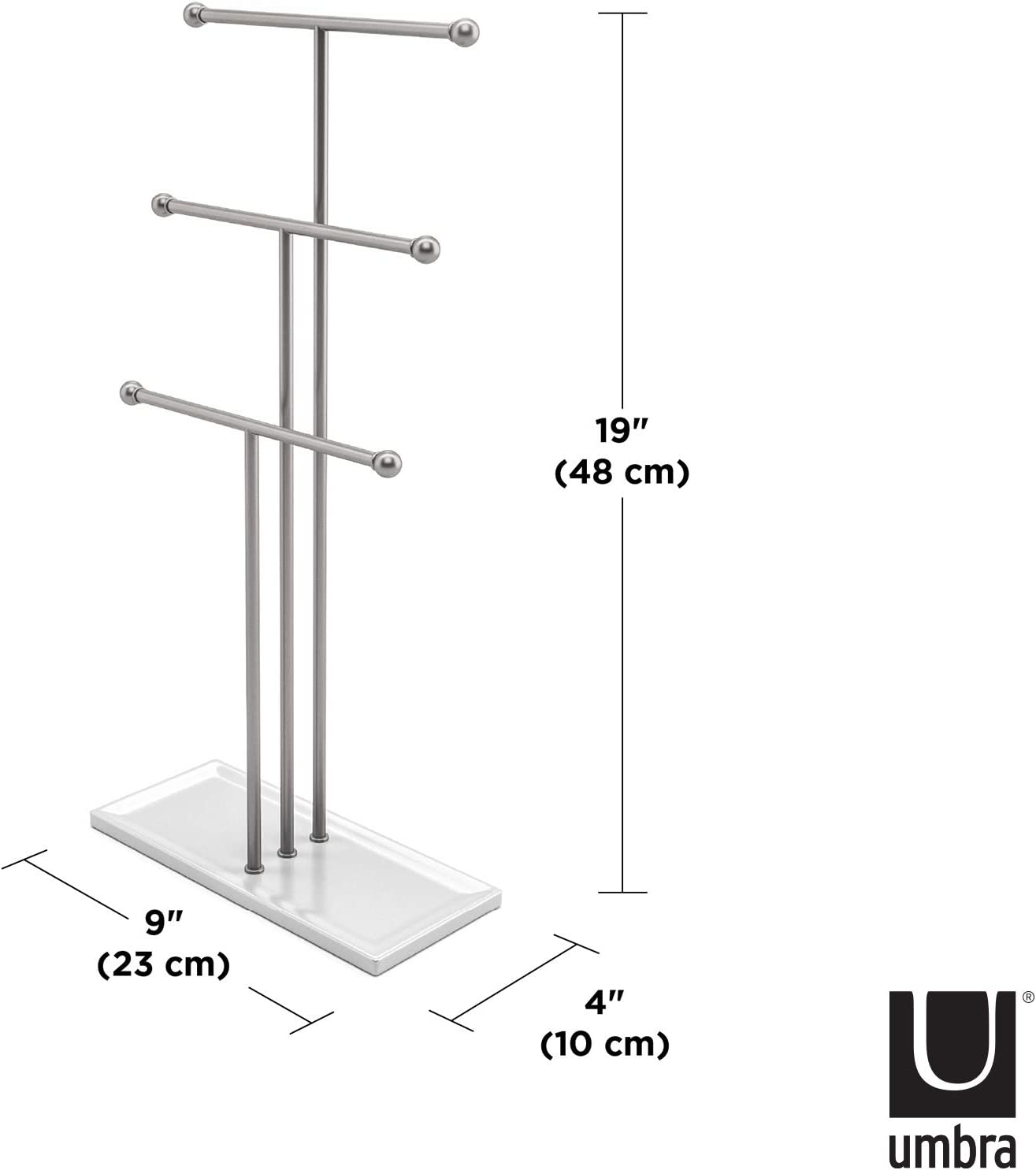 Umbra Trigem Jewelry Stand, White/Nickel - Pro-Distributing