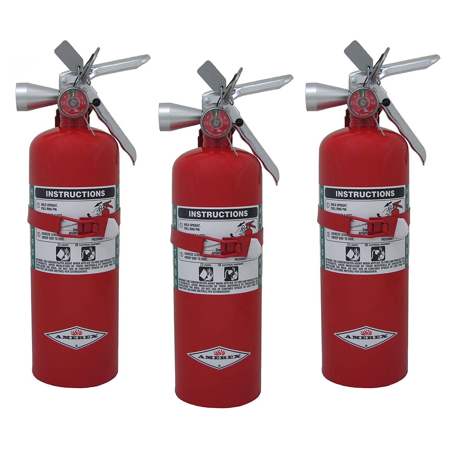 Amerex B386T, 5lb Halotron I Class B C Fire Extinguisher - 3 Pack - Pro-Distributing