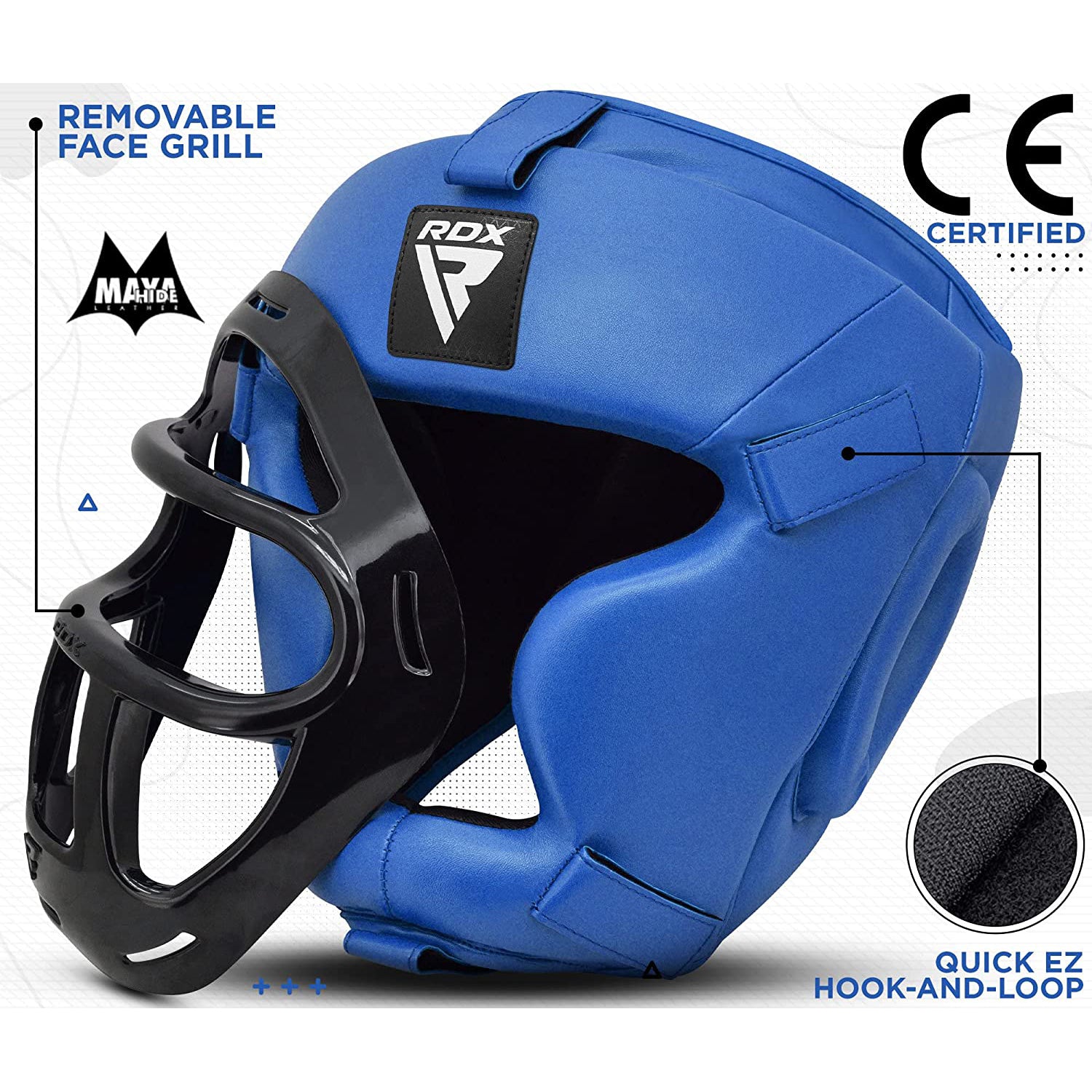 RDX T1 Full Face Protection Headgear for Boxing, MMA, BJJ, Muay Thai, Kickboxing - BLUE - SMALL - Pro-Distributing