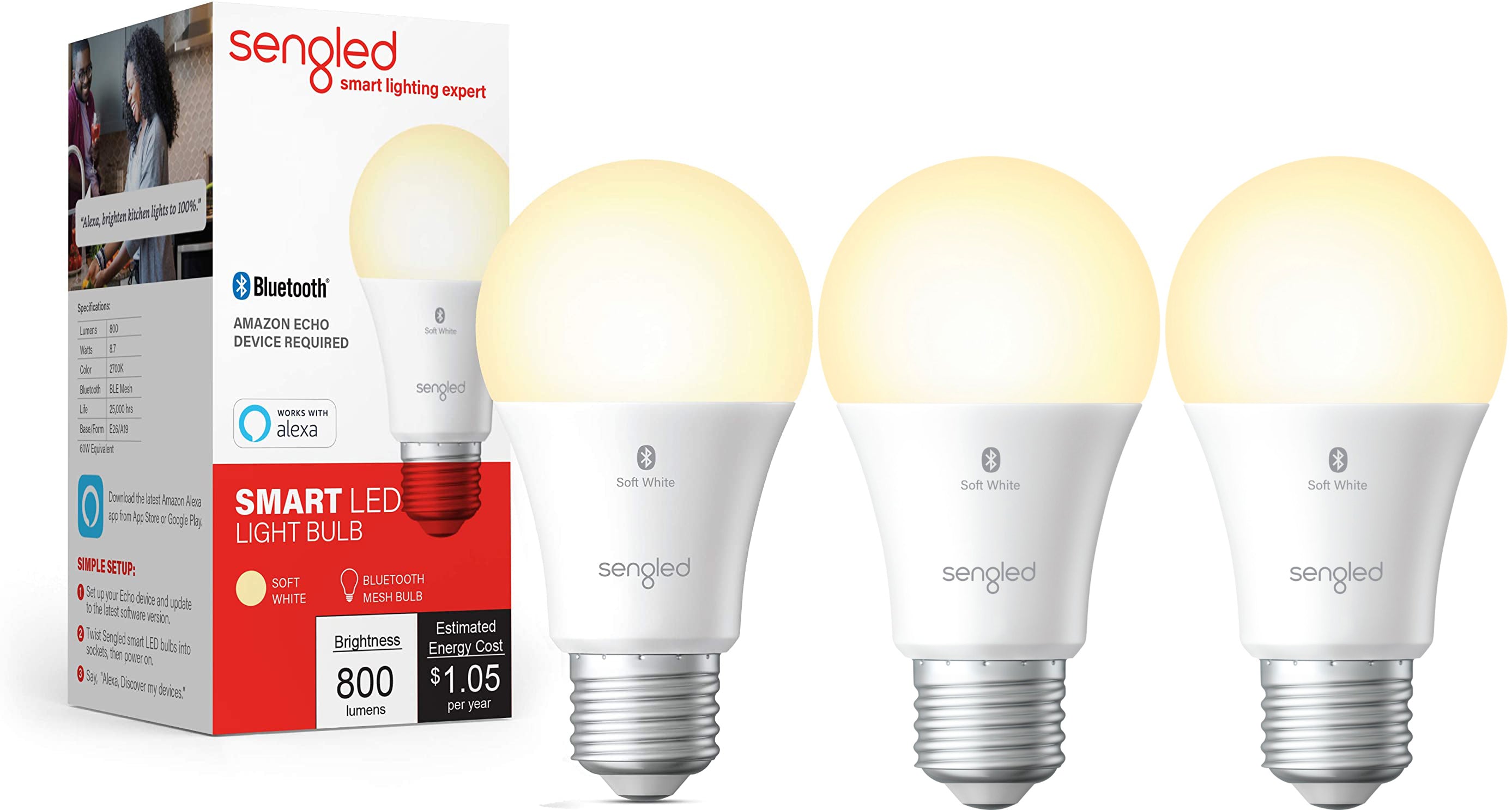 Sengled Smart Bluetooth Mesh Dimmable LED Light Bulb - 3 Pack - Pro-Distributing