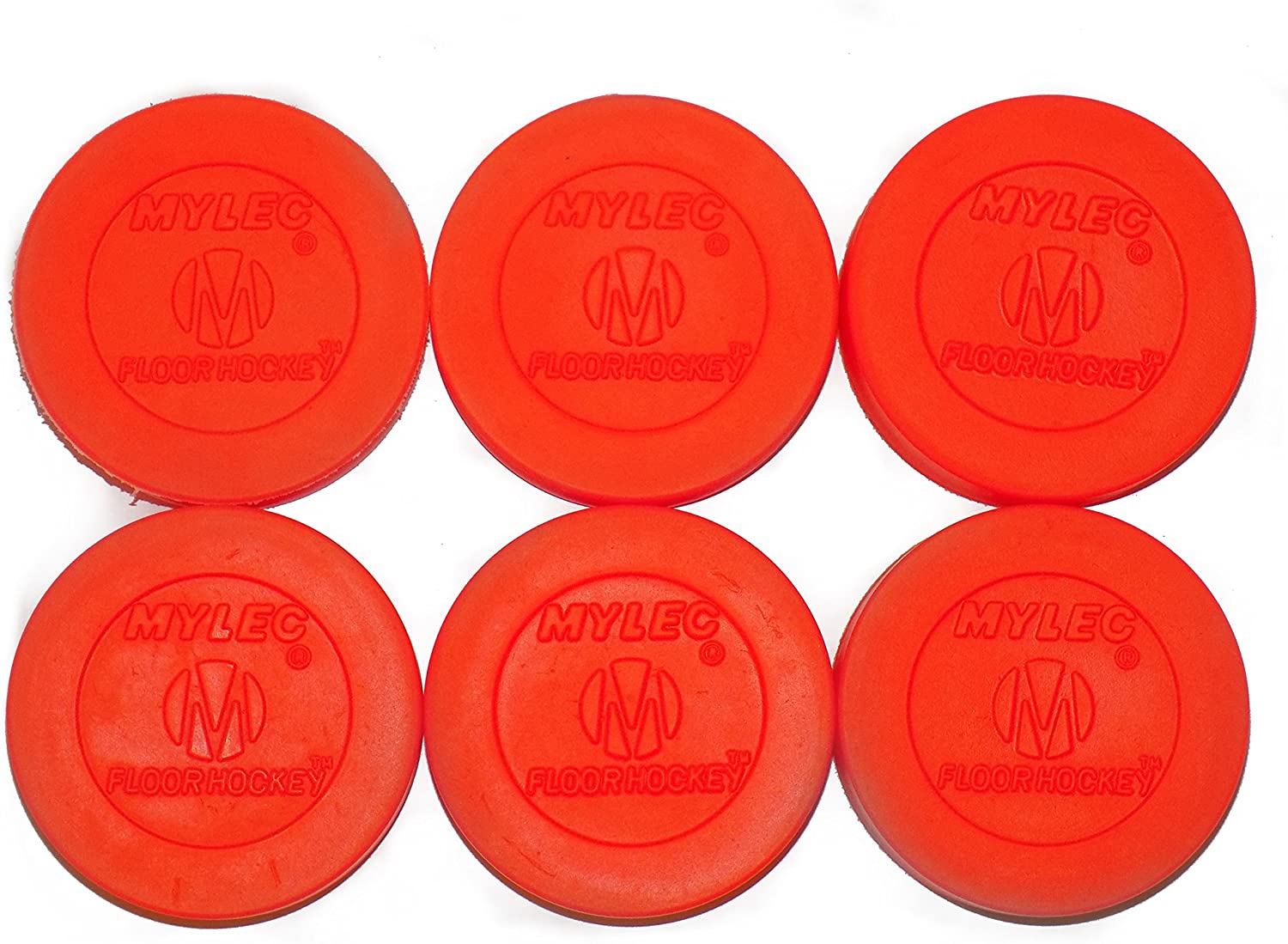 Mylec Floor Hockey Indoor/Outdoor Orange Puck - 6 Pack - Pro-Distributing