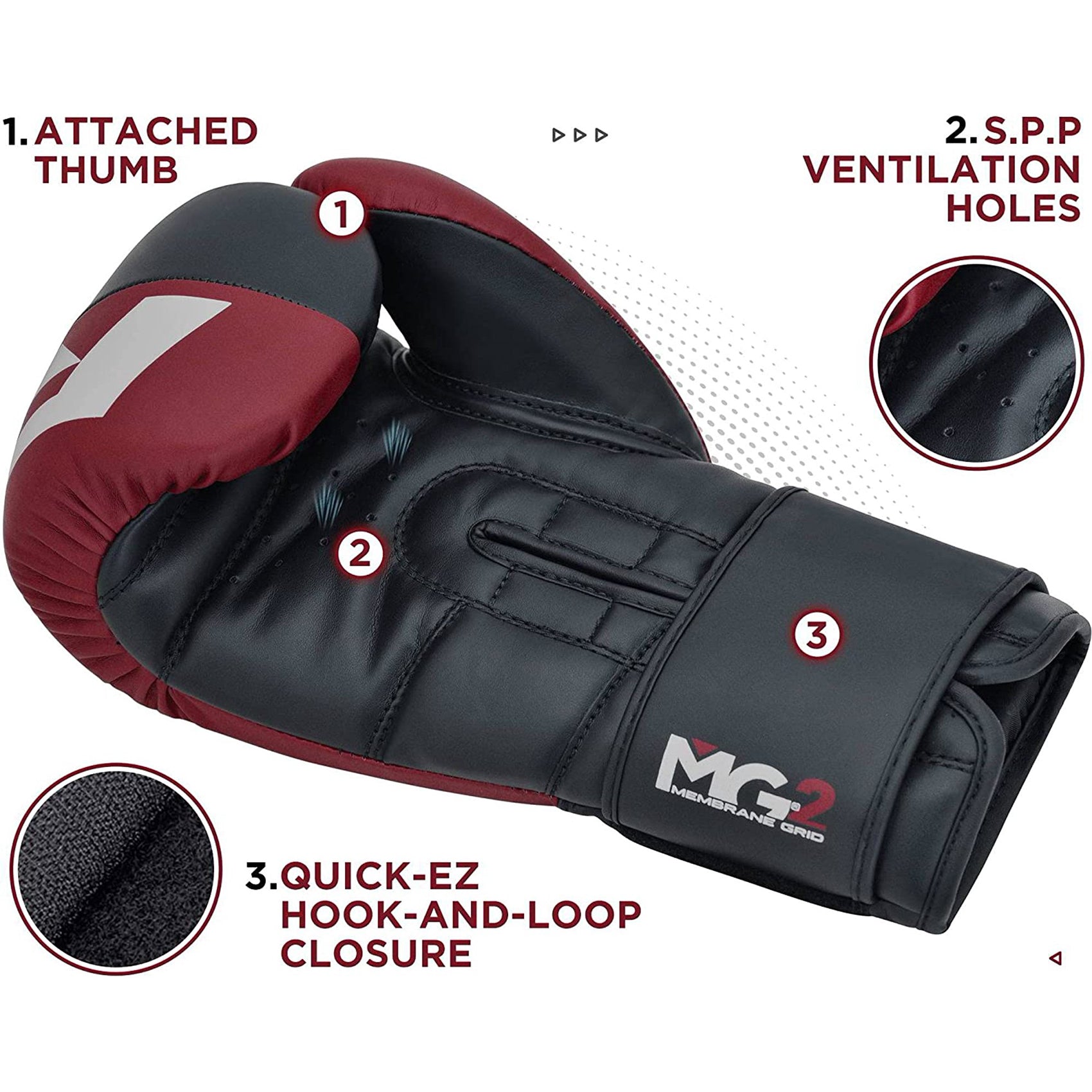 RDX F4 Boxing Sparring Gloves Hook & Loop - Maroon/Blue