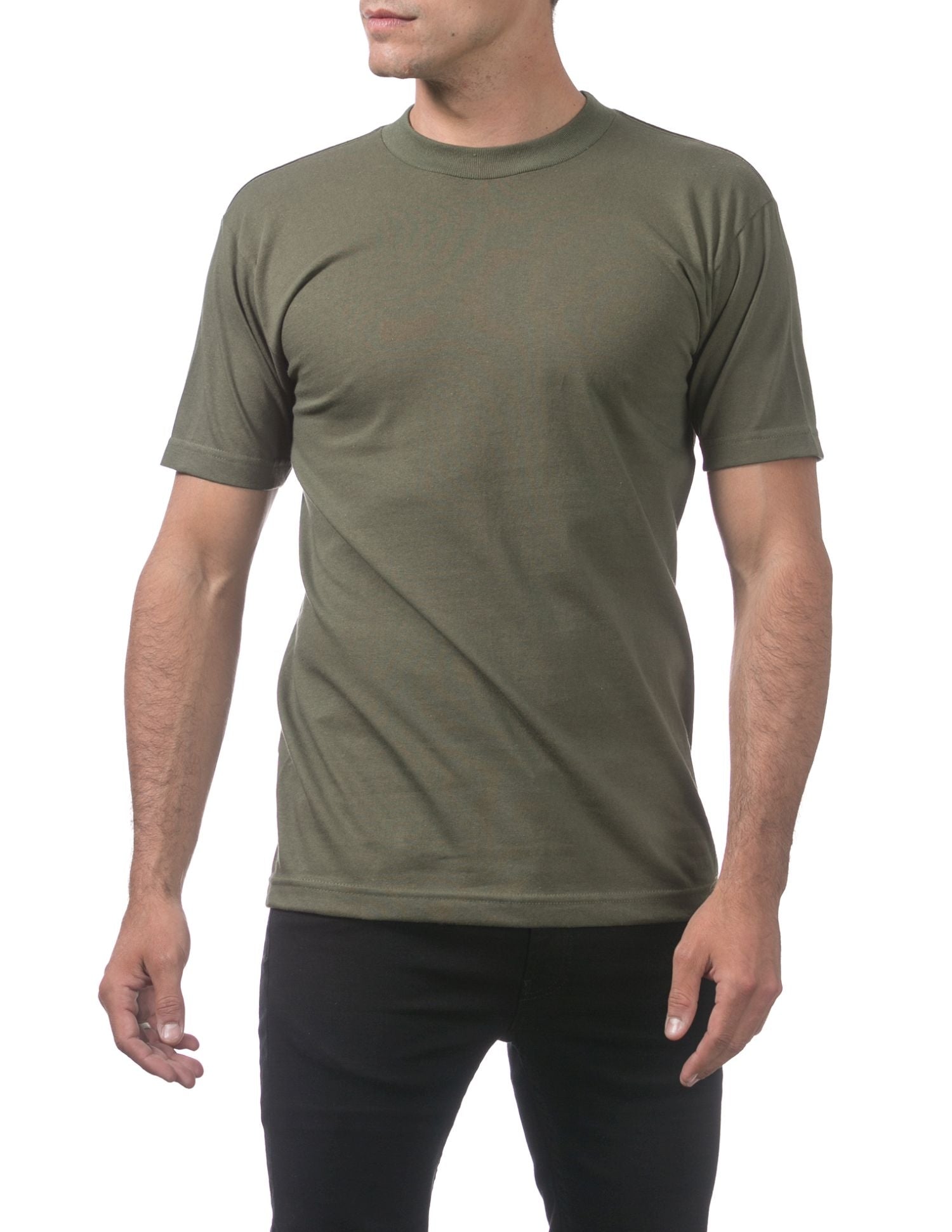 Pro Club Men's Comfort Cotton Short Sleeve T-Shirt - Olive Green - Small - Pro-Distributing