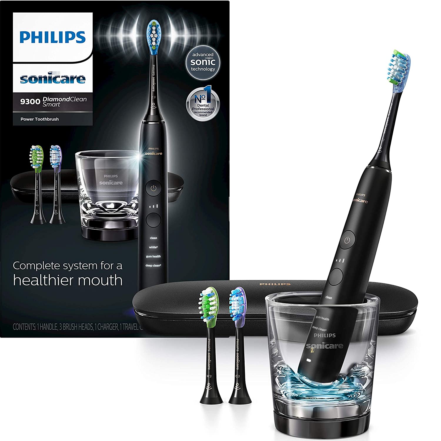 Philips Sonicare DiamondClean Smart 9300 Rechargeable Electric Toothbrush, Black HX9903/11 - Pro-Distributing