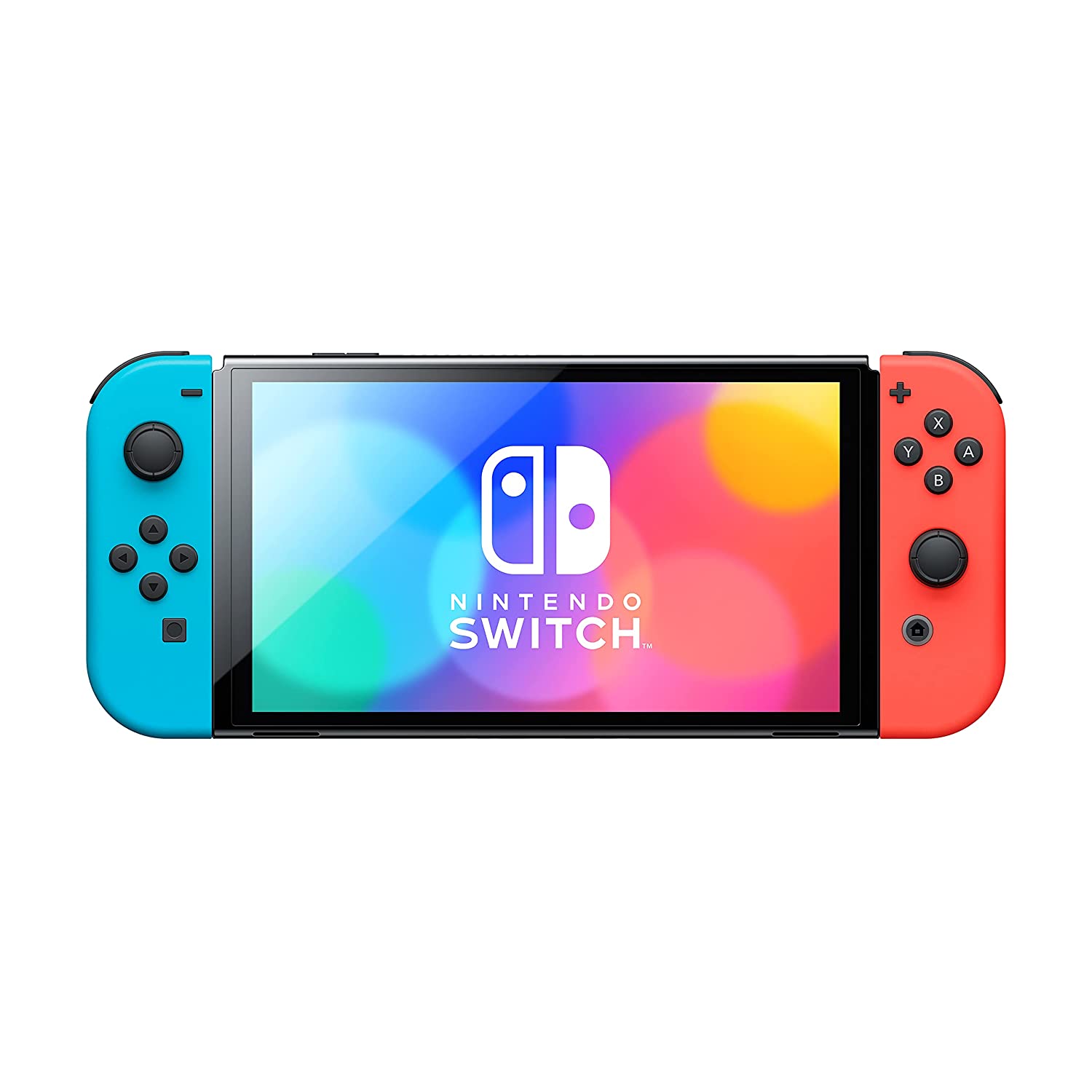 Nintendo Switch OLED Console Neon Red & Blue with Sandisk 128GB MicroSD Card, Minecraft Dungeons Hero Edition and Screen Cleaning Cloth - Pro-Distributing