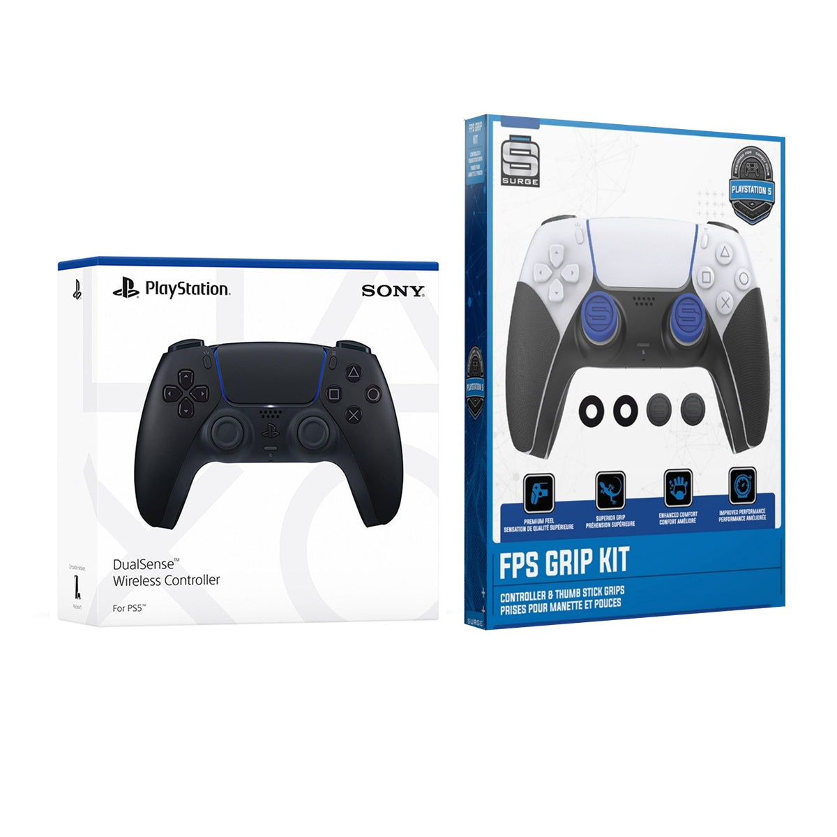 Sony PlayStation 5 DualSense Wireless Controller with FPS Grip Kit Bundle - Midnight Black - Pro-Distributing
