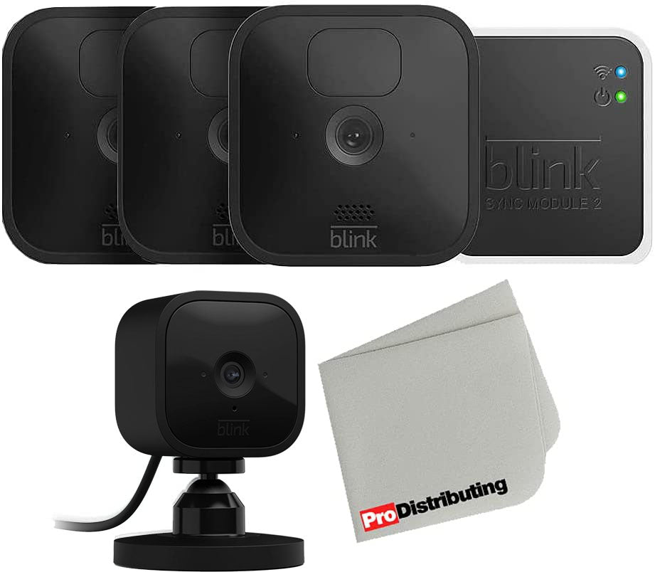 3 Cam Blink Outdoor Wireless Security Camera with Mini Indoor Camera Bundle - Pro-Distributing
