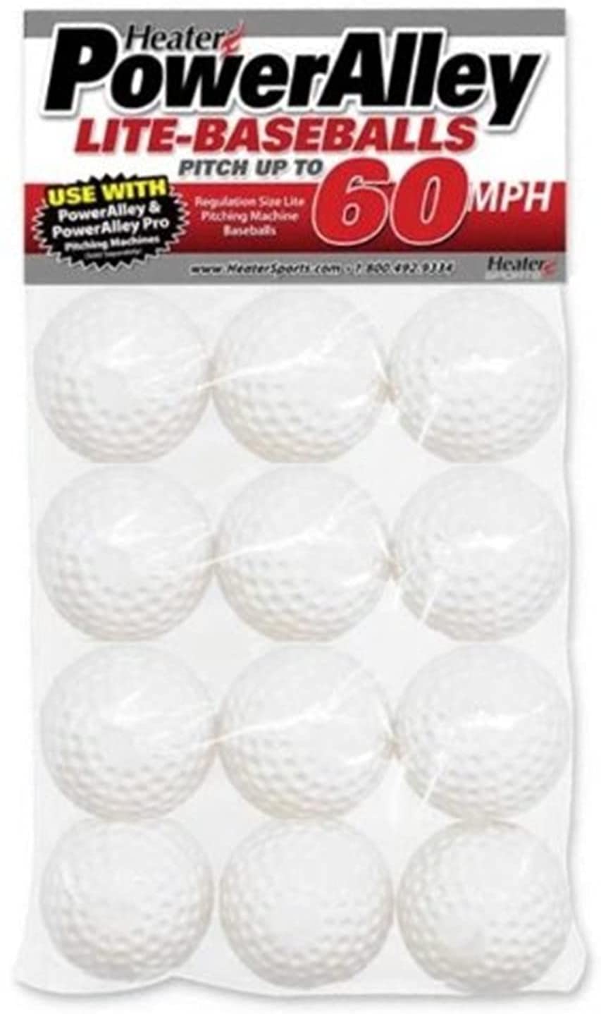 Heater Sports PowerAlley 60 MPH White Lite Baseballs - 12 Pack - Pro-Distributing