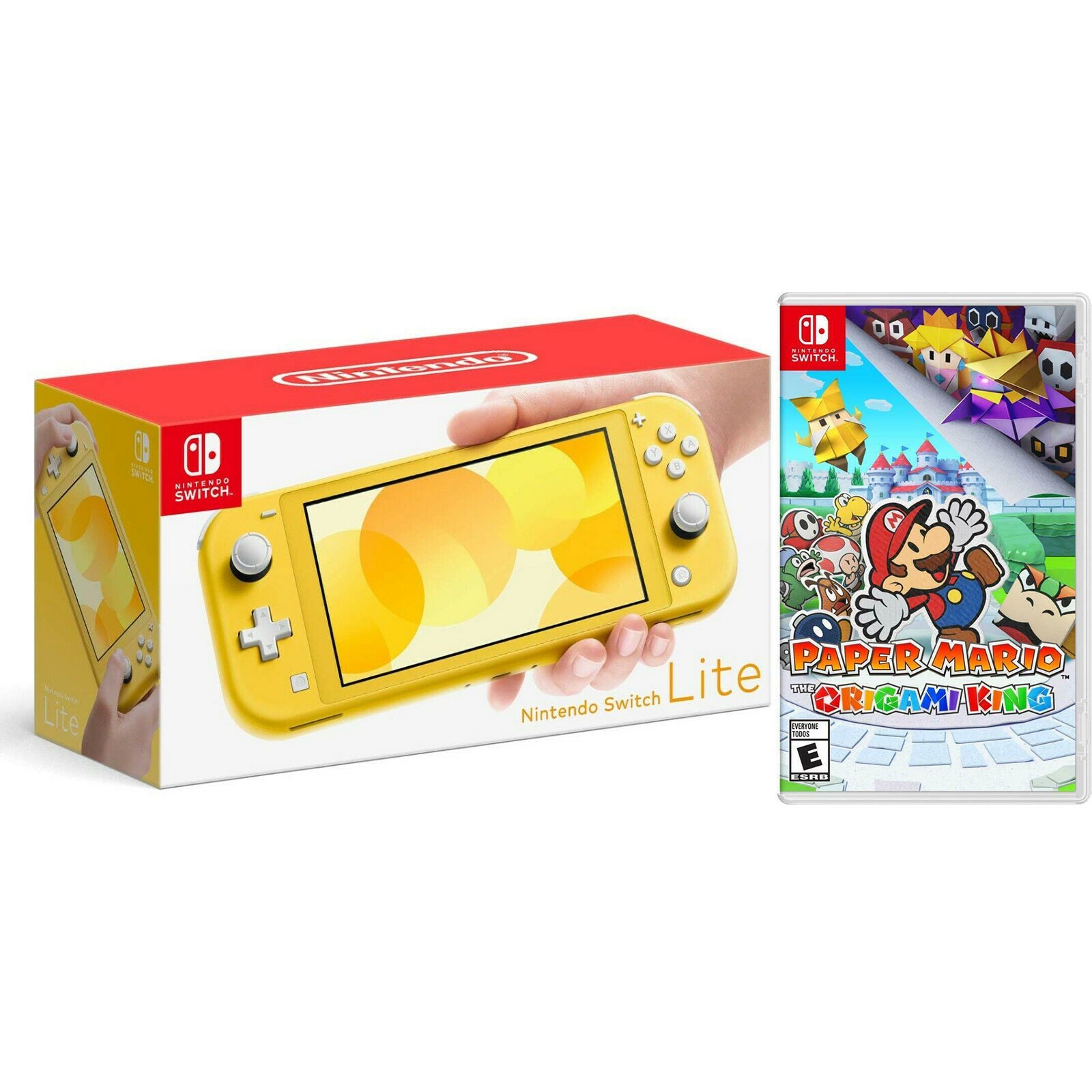 Nintendo Switch Lite 32GB Yellow and Paper Mario: The Origami King Bundle - Pro-Distributing