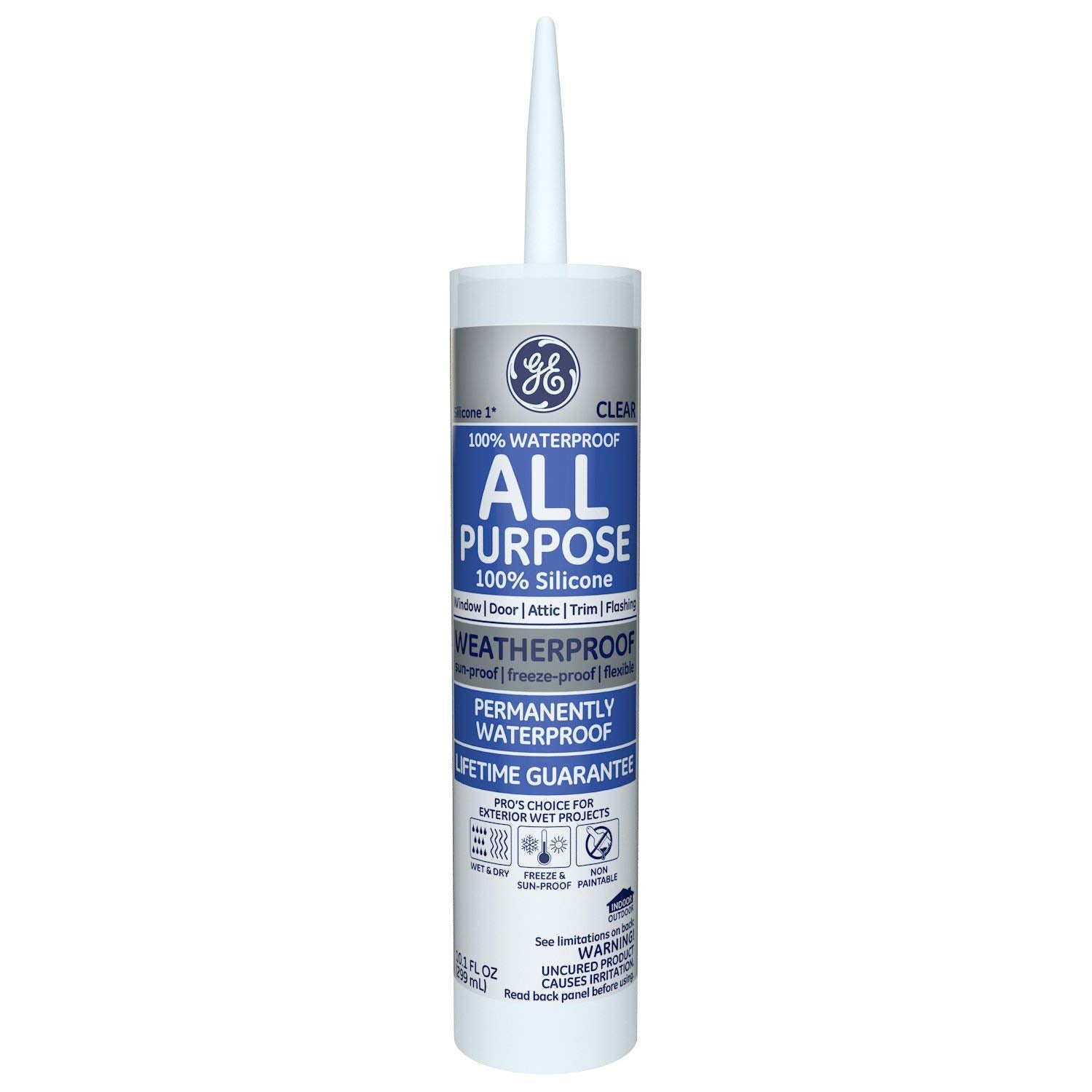 GE Clear All Purpose Silicone 1® Sealant 10.1 Oz - 2 Pack - Pro-Distributing