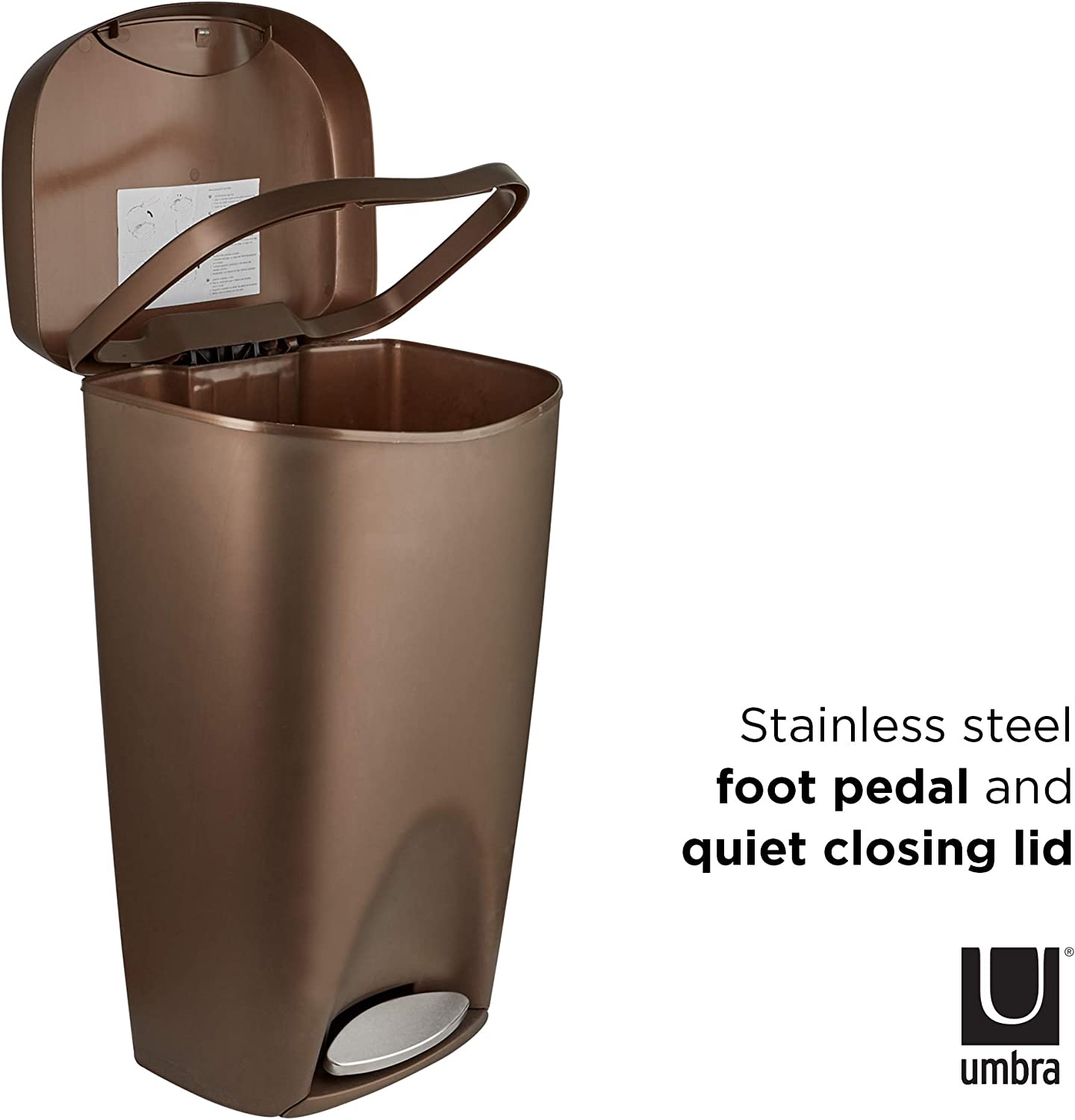 Umbra  Bronze Brim Large Kitchen Trash Can – 13 Gallon - Pro-Distributing