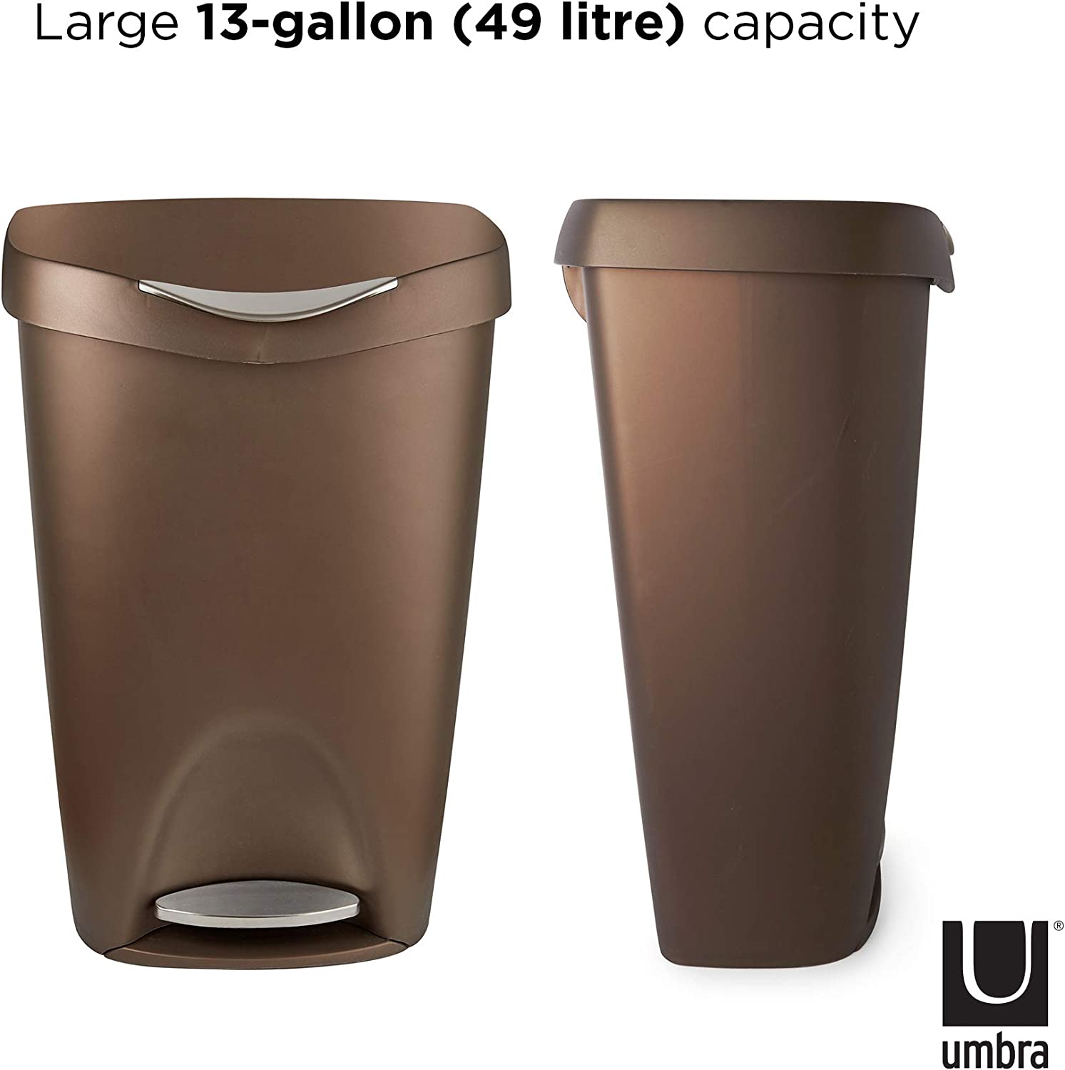 Umbra  Bronze Brim Large Kitchen Trash Can – 13 Gallon - Pro-Distributing