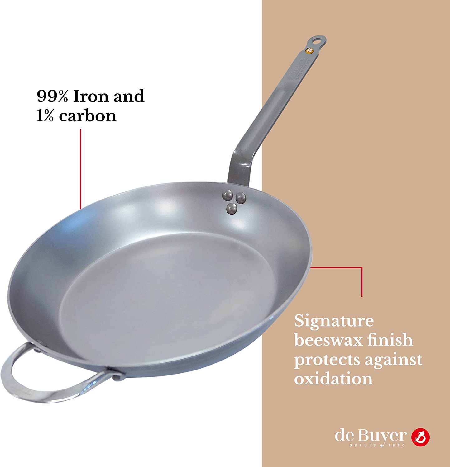 de Buyer Mineral B Carbon Steel Fry Pan - 14" - Pro-Distributing