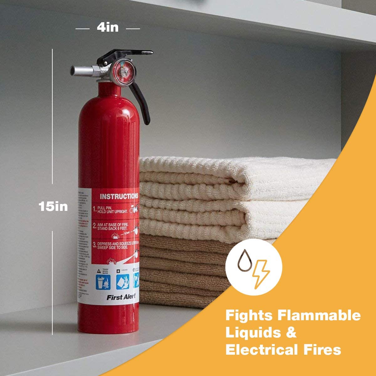 First Alert Rechargeable Home Fire Extinguisher UL Rated 1-A, 10-B:C (Red) - HOME1 - Pro-Distributing