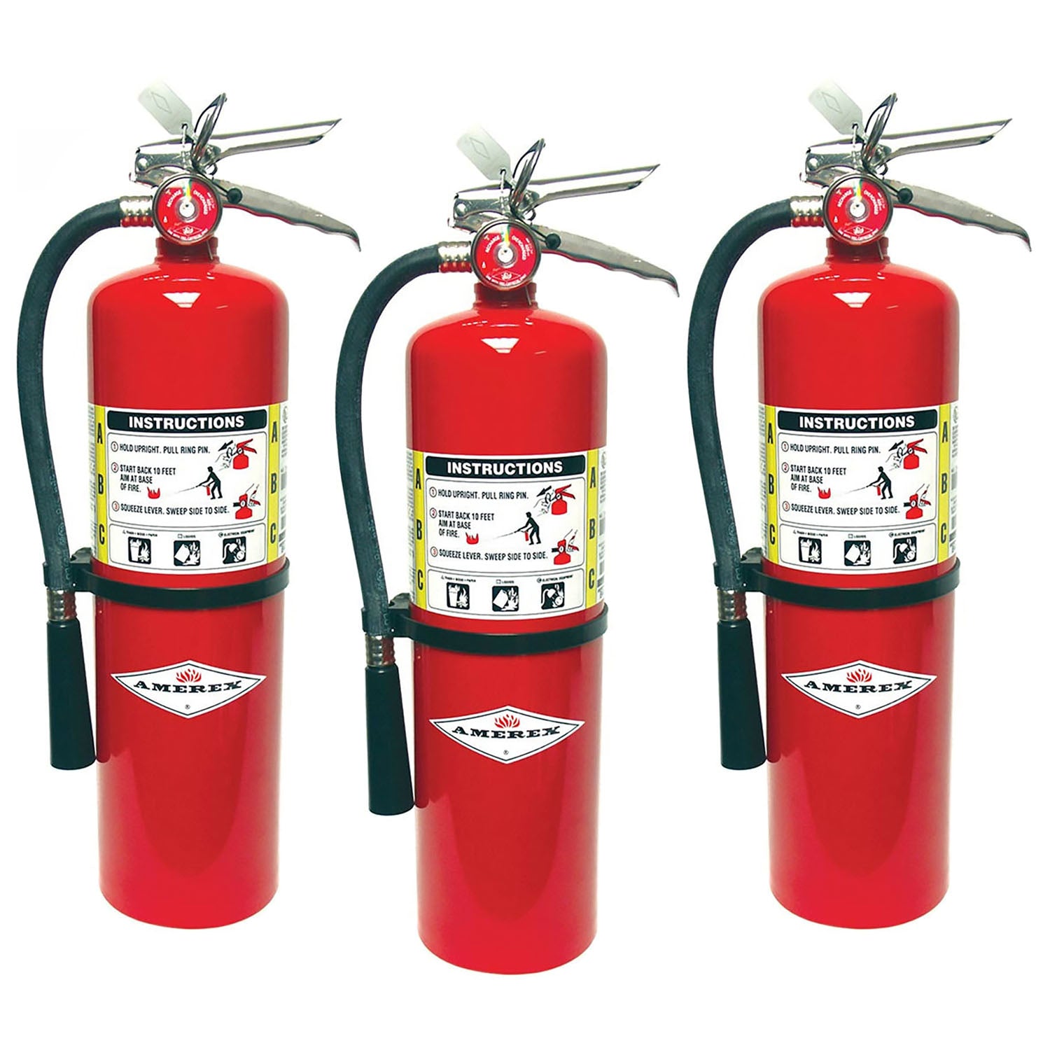 Amerex B441, 10lb ABC Dry Chemical Class A B C Fire Extinguisher - 3 Pack - Pro-Distributing