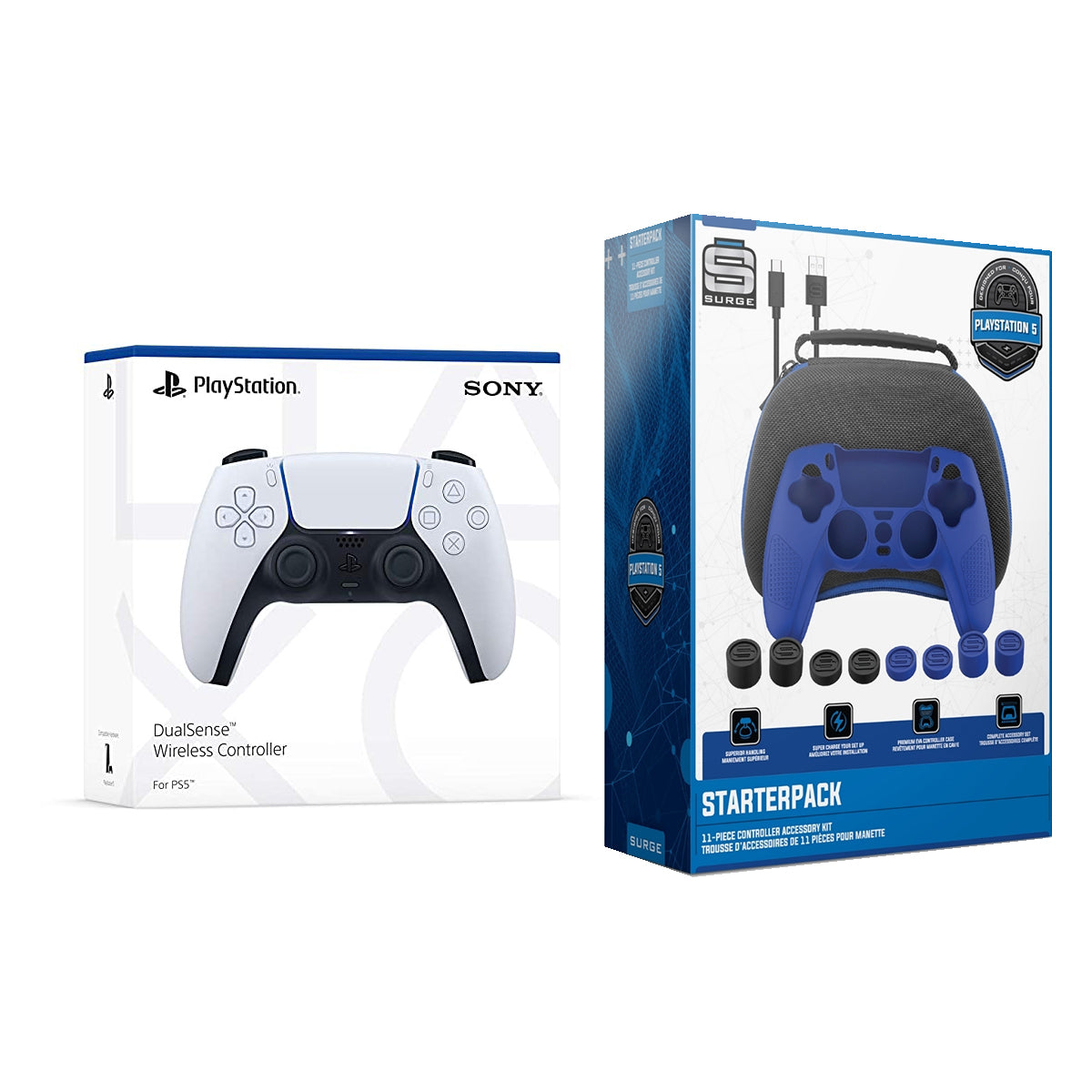 Sony PlayStation 5 DualSense Wireless Controller with Pro Gamer Starter Pack Bundle - White - Pro-Distributing