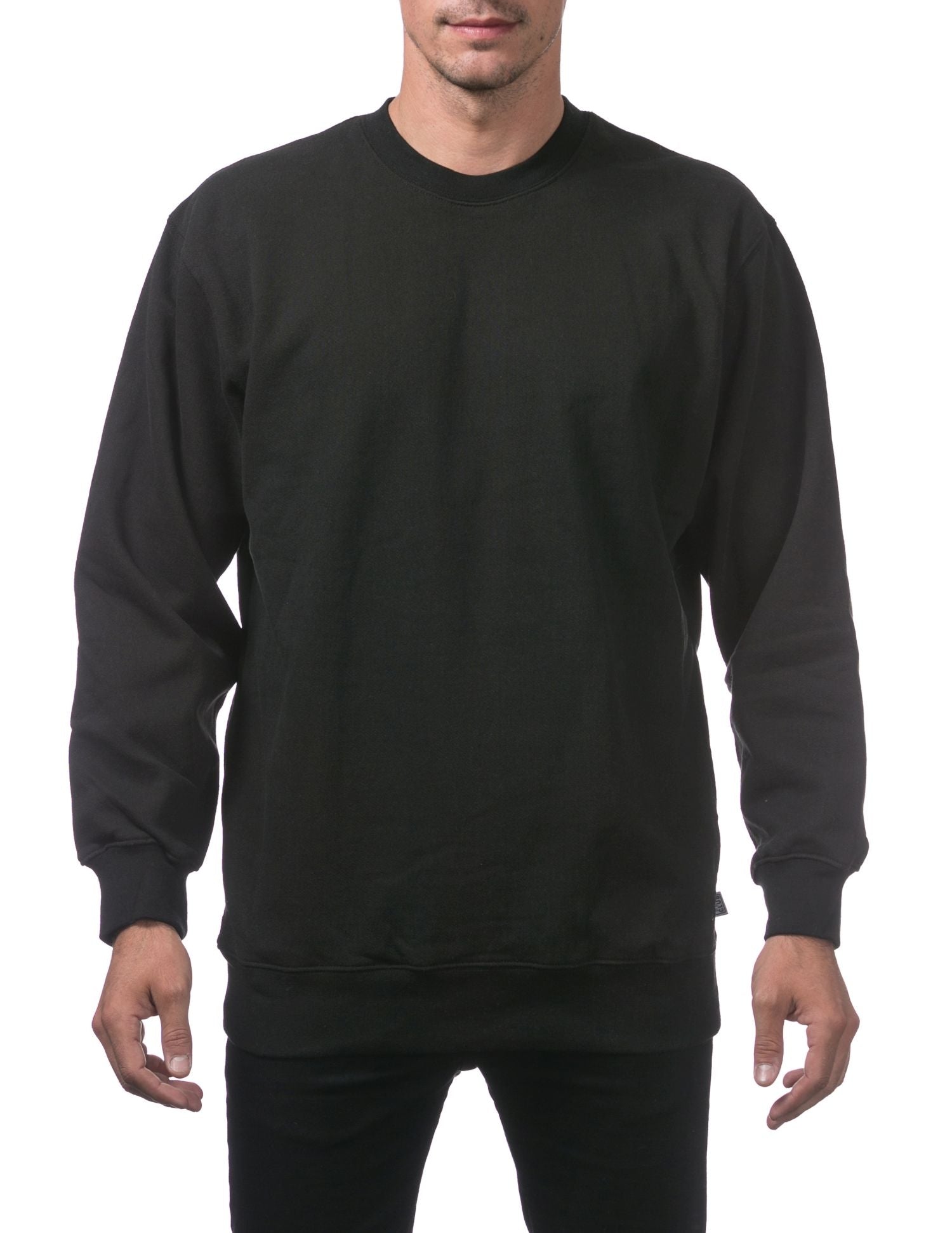 Pro Club Men's Heavyweight Crew Neck Fleece Pullover Sweater - Black - Medium - Pro-Distributing