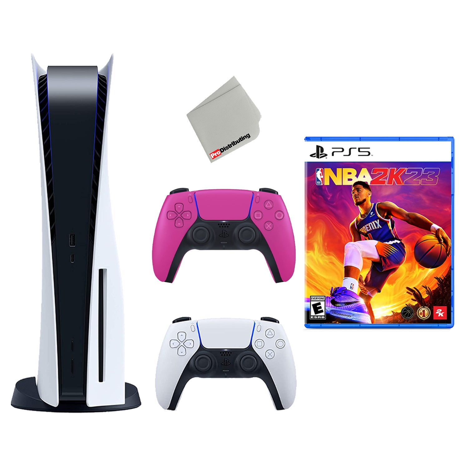 Sony Playstation 5 Disc with NBA 2K23, Extra Controller and Microfiber Cloth Bundle - Nova Pink - Pro-Distributing
