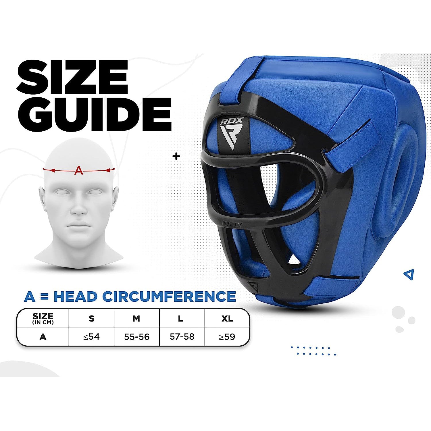 RDX T1 Full Face Protection Headgear for Boxing, MMA, BJJ, Muay Thai, Kickboxing - BLUE - SMALL - Pro-Distributing