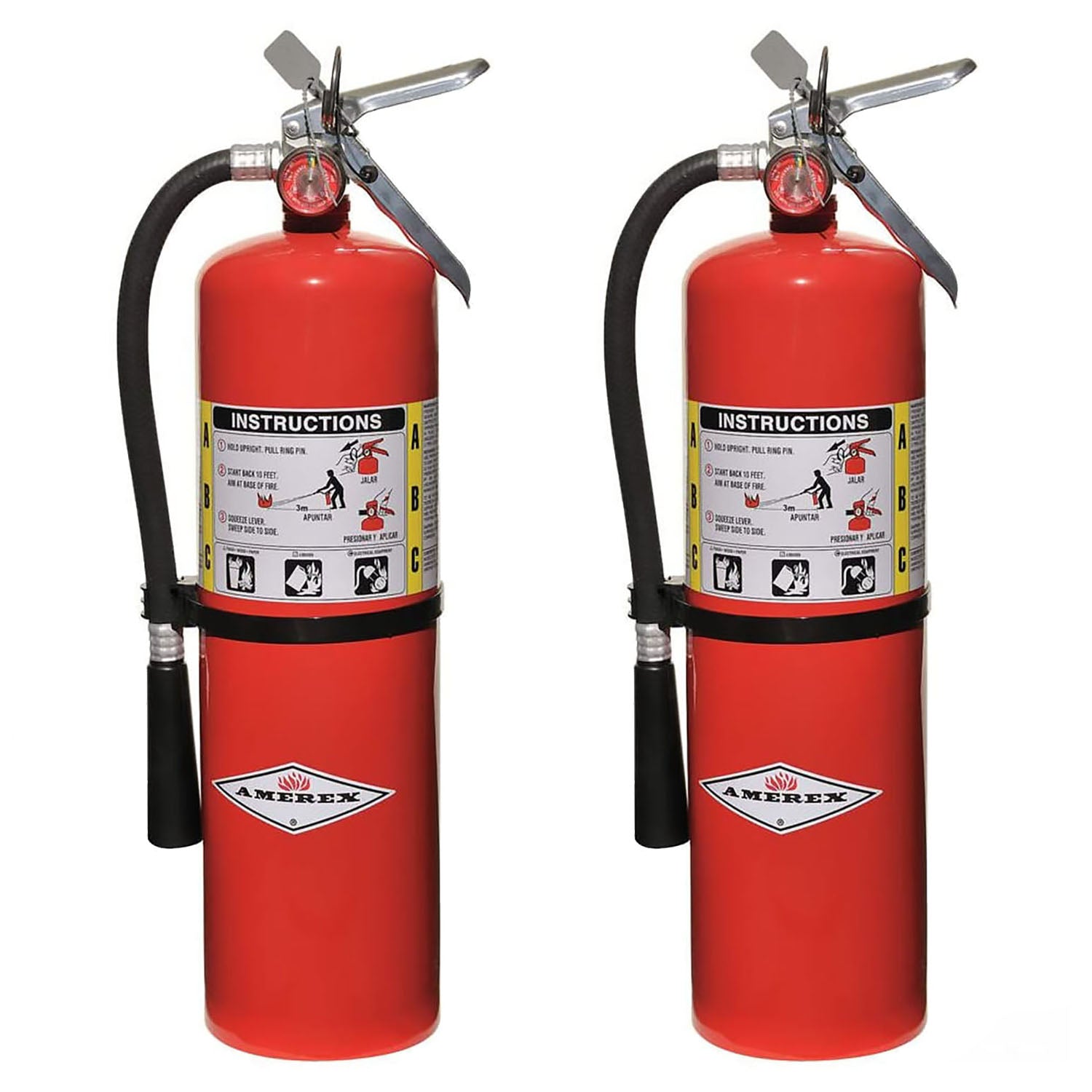 Amerex B456 ABC Dry Chemical Fire Extinguisher with Aluminum Valve, 10 lb - 2 Pack - Pro-Distributing