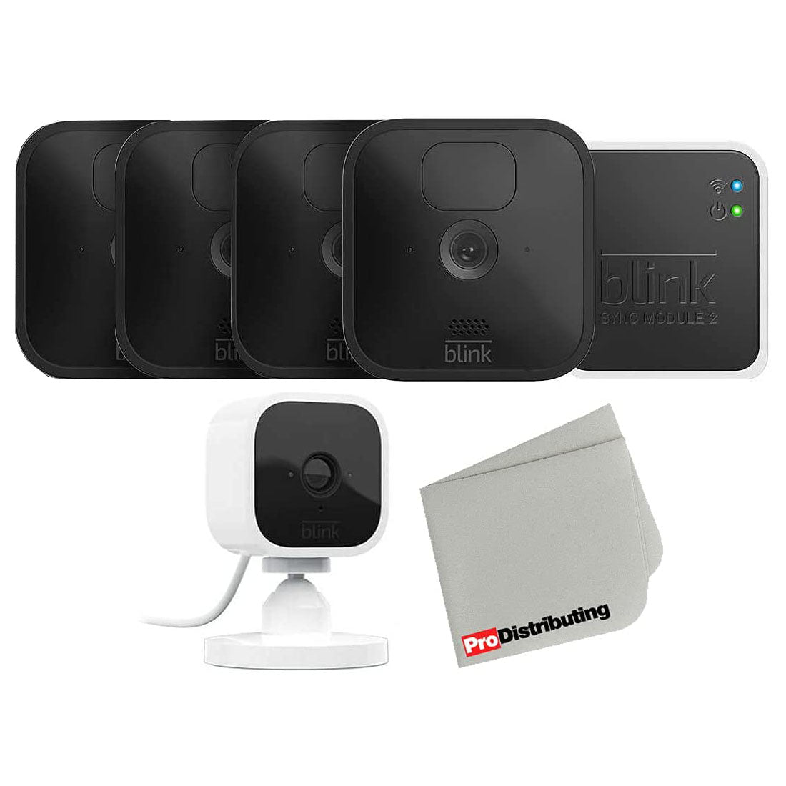 4 Camera Kit Blink Outdoor Wireless Security Camera with Mini Indoor Bundle and Microfiber Cloth - Pro-Distributing