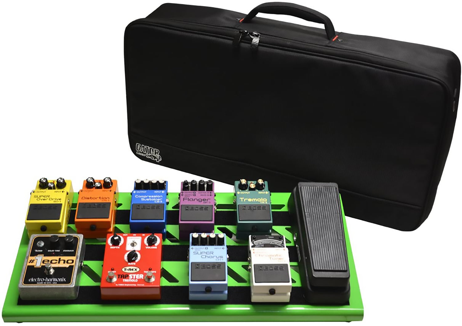 Gator Cases Large Aluminum Guitar Pedal Board with Carry Bag - Screamer Green - Pro-Distributing
