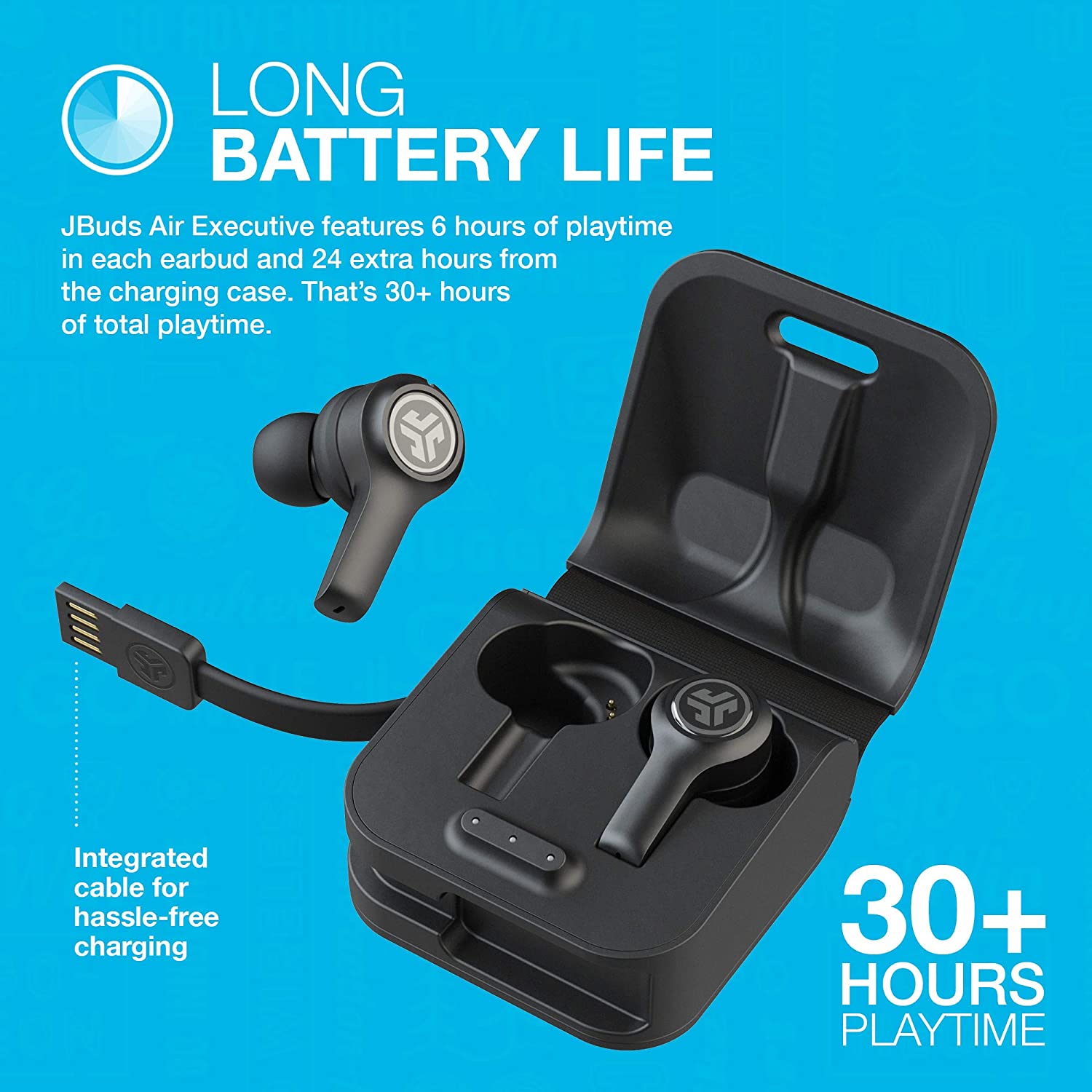 JLab JBuds Air Executive True Wireless Bluetooth Earbuds with Charging Case - Black - Pro-Distributing
