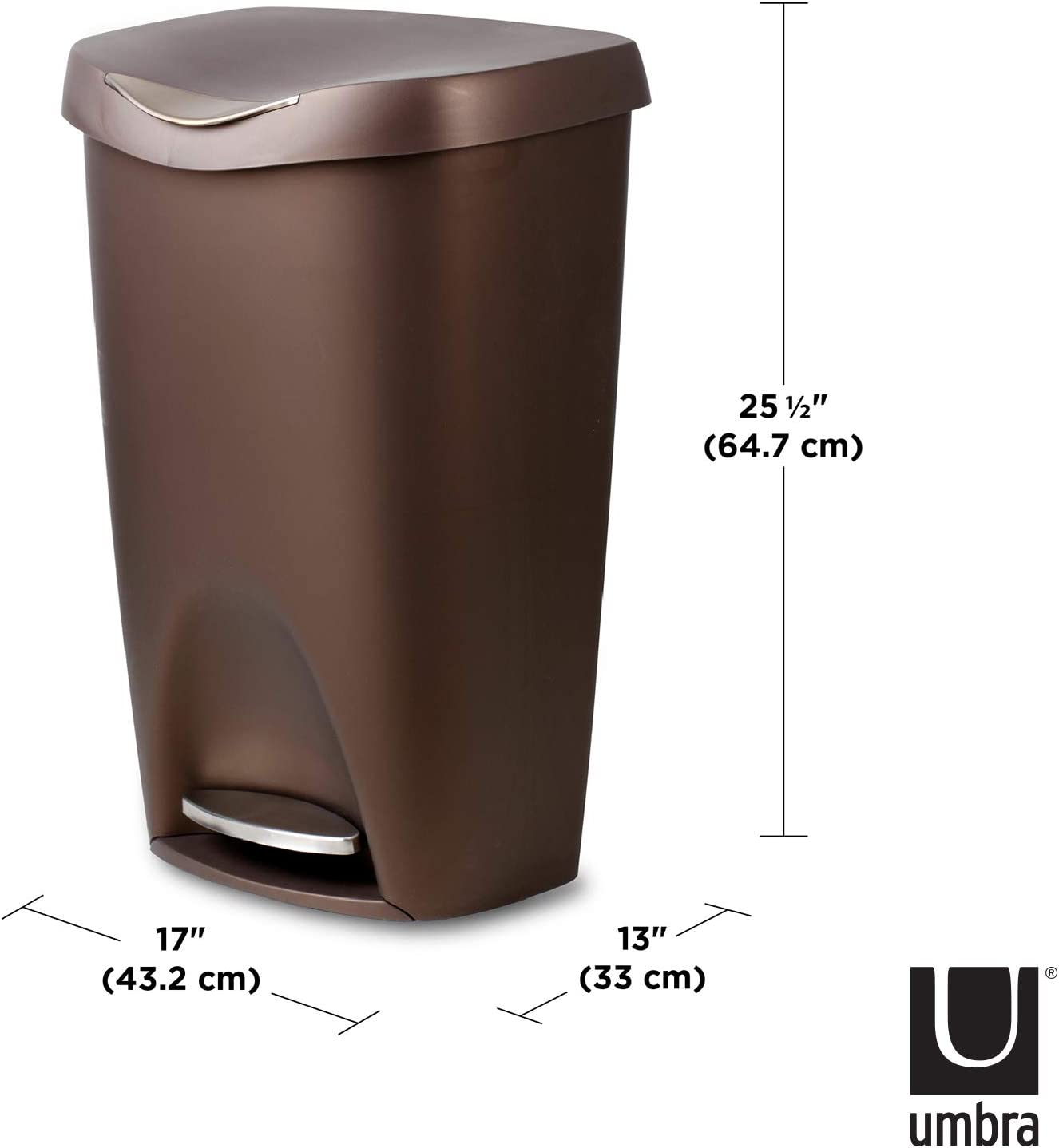 13 Gallon Stainless Steel Step Can with Soft Closing Lid - Bronze