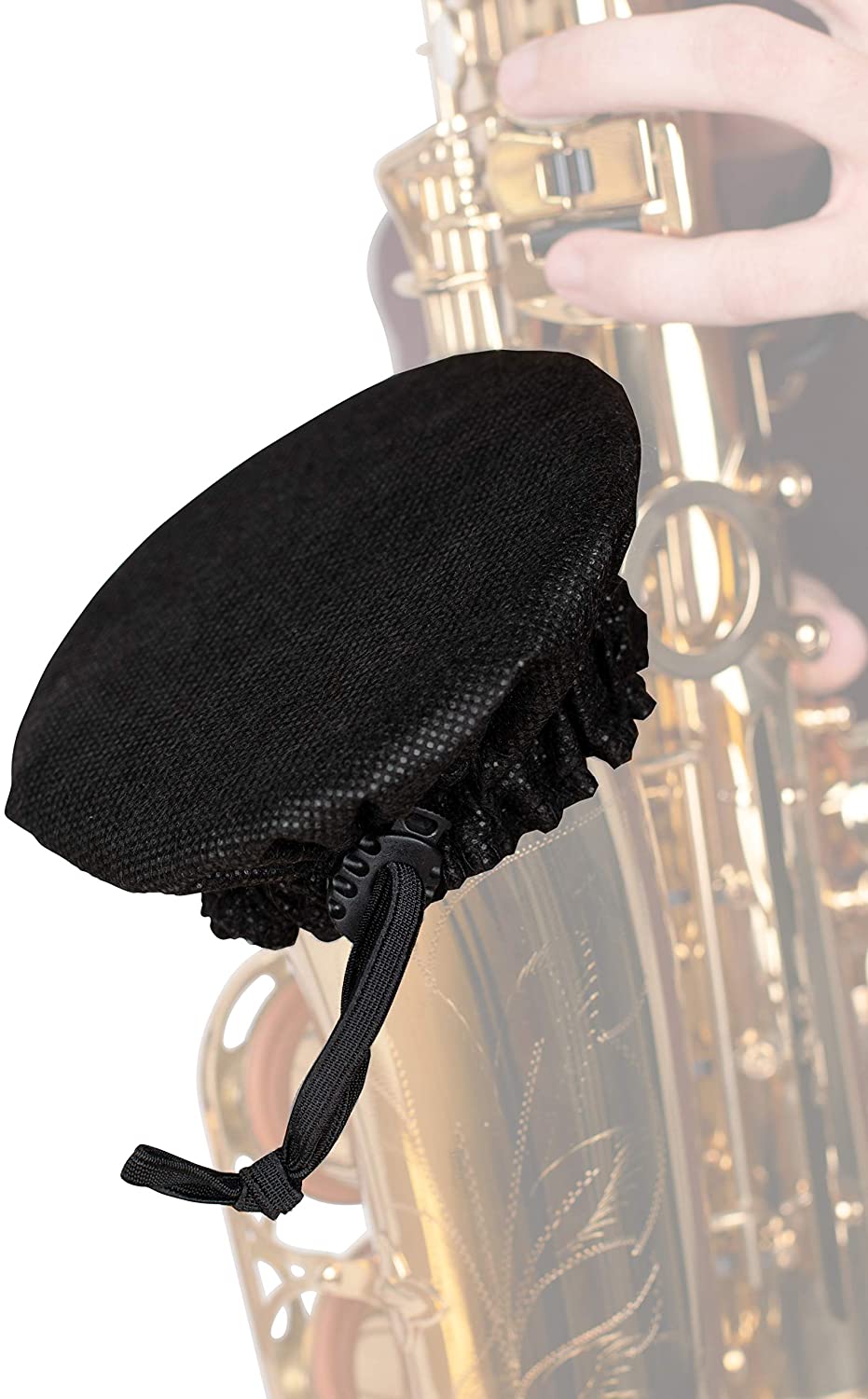 Gator Cases Double-Layer Aerosol Cover with MERV-13 Filter for Trumpet/Cornet, Alto/Tenor Sax, Bass Clarinet; Fits Bell Sizes Ranging from 4 to 5-Inches - GBELLCVR0405BK - Pro-Distributing