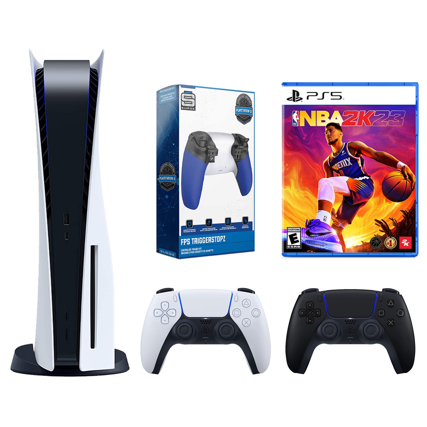 Sony Playstation 5 Disc with NBA 2K23, Extra Controller and Trigger Kit Bundle - Midnight Black - Pro-Distributing