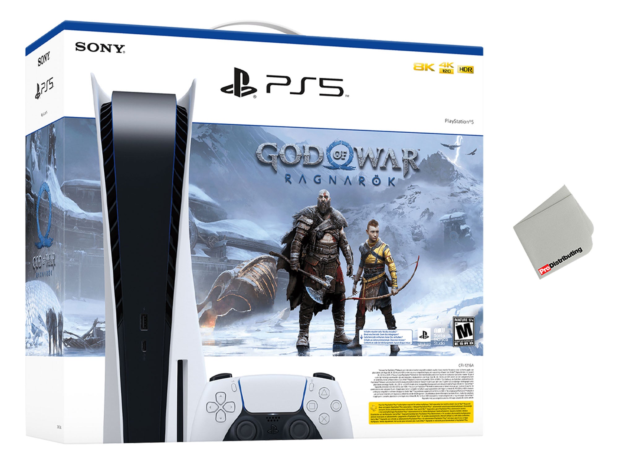 Sony Playstation 5 Disc Edition God of War Ragnarök Bundle with Microfiber Cleaning Cloth - Pro-Distributing