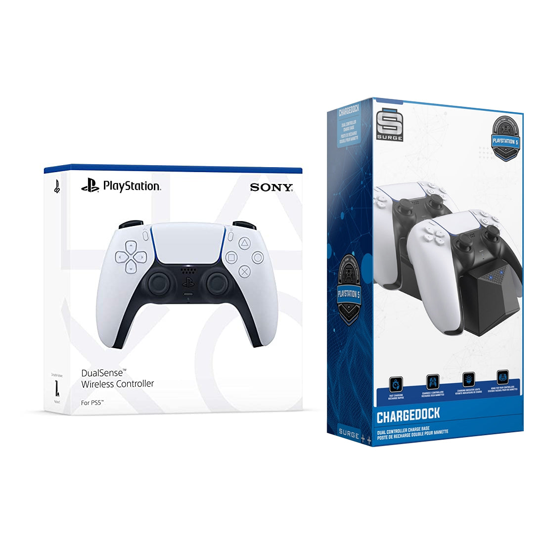 Sony PlayStation 5 DualSense Wireless Controller with Dual Charging Dock Station Bundle - White - Pro-Distributing