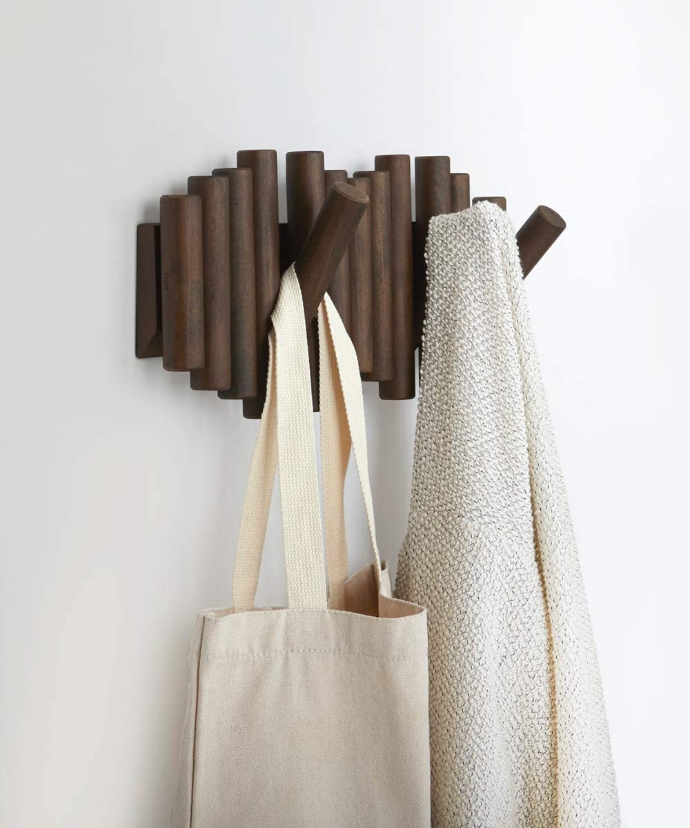 Umbra Picket Rail Hook Coat Rack Aged Walnut