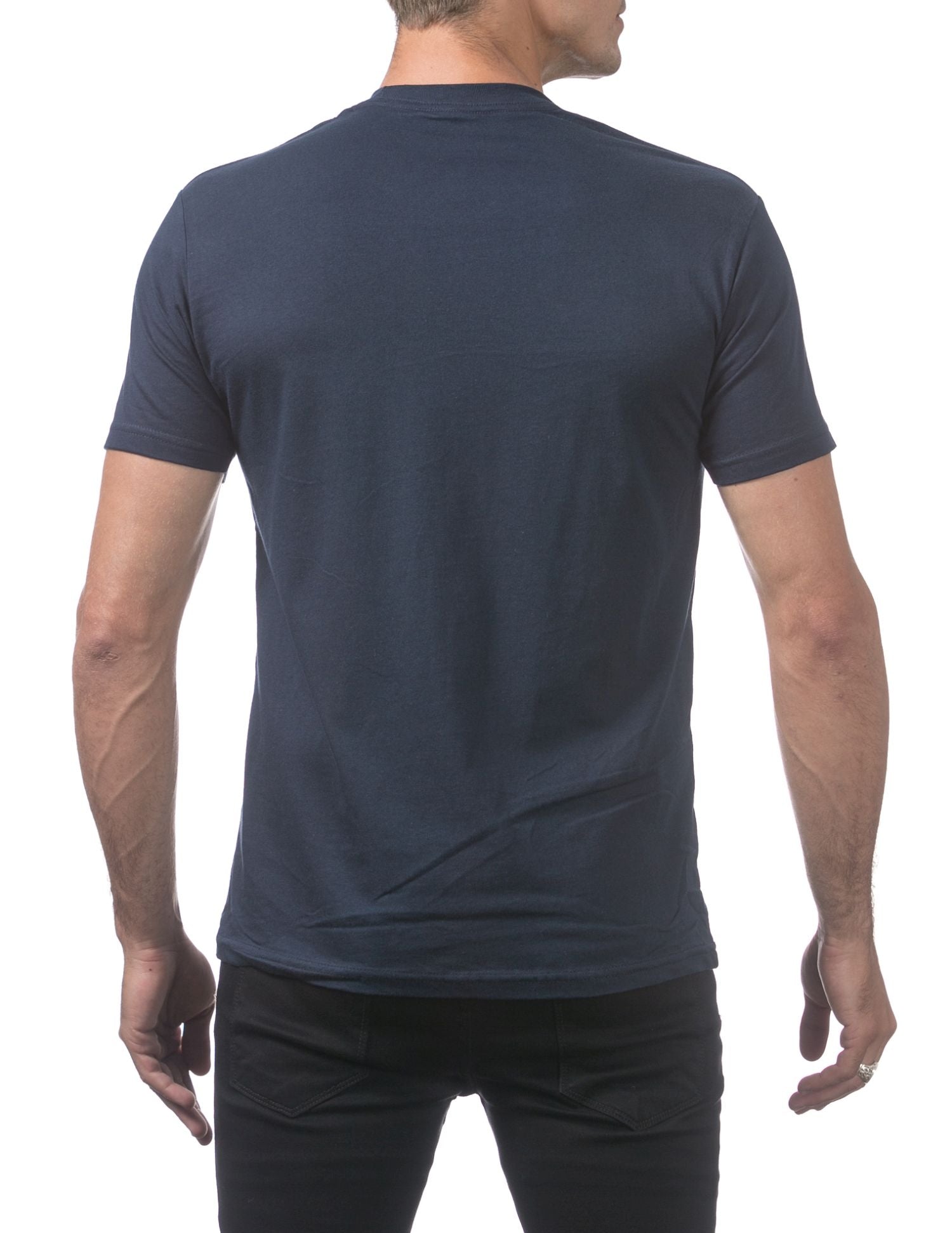 Pro Club Men's Comfort Cotton Short Sleeve T-Shirt - Navy Blue - Medium - Pro-Distributing