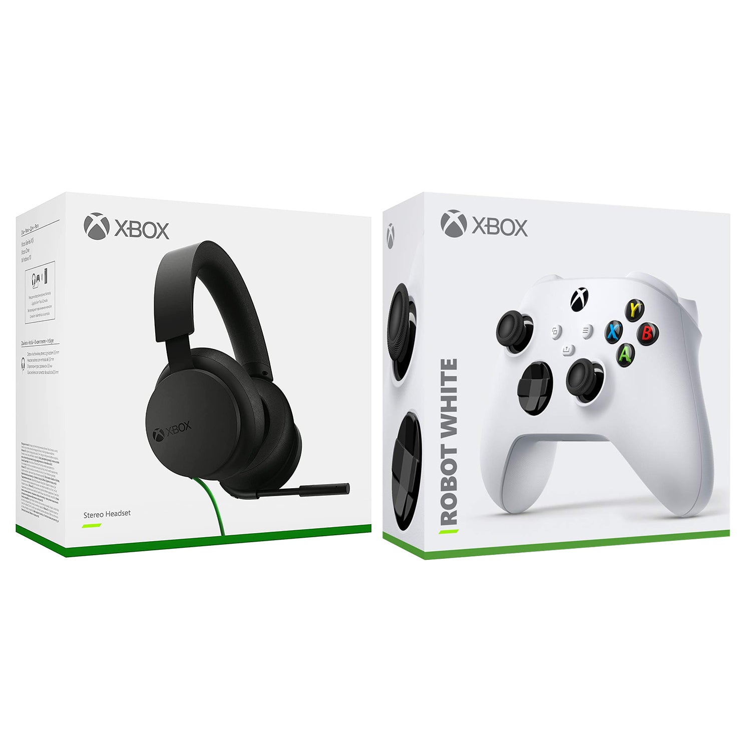 Microsoft Xbox Stereo Wired Headset and Wireless Controller Bundle - Robot White - Pro-Distributing