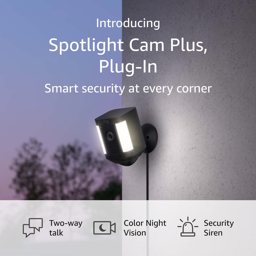 Ring Spotlight Cam Plus Outdoor/Indoor 1080p Wired Security Camera - Black - Pro-Distributing