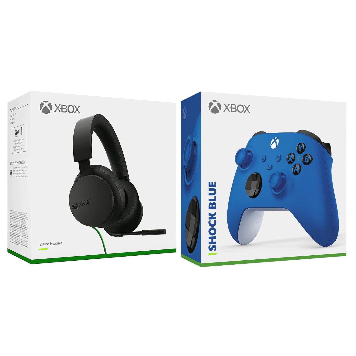 Microsoft Xbox Stereo Wired Headset and Wireless Controller Bundle - Shock Blue - Pro-Distributing