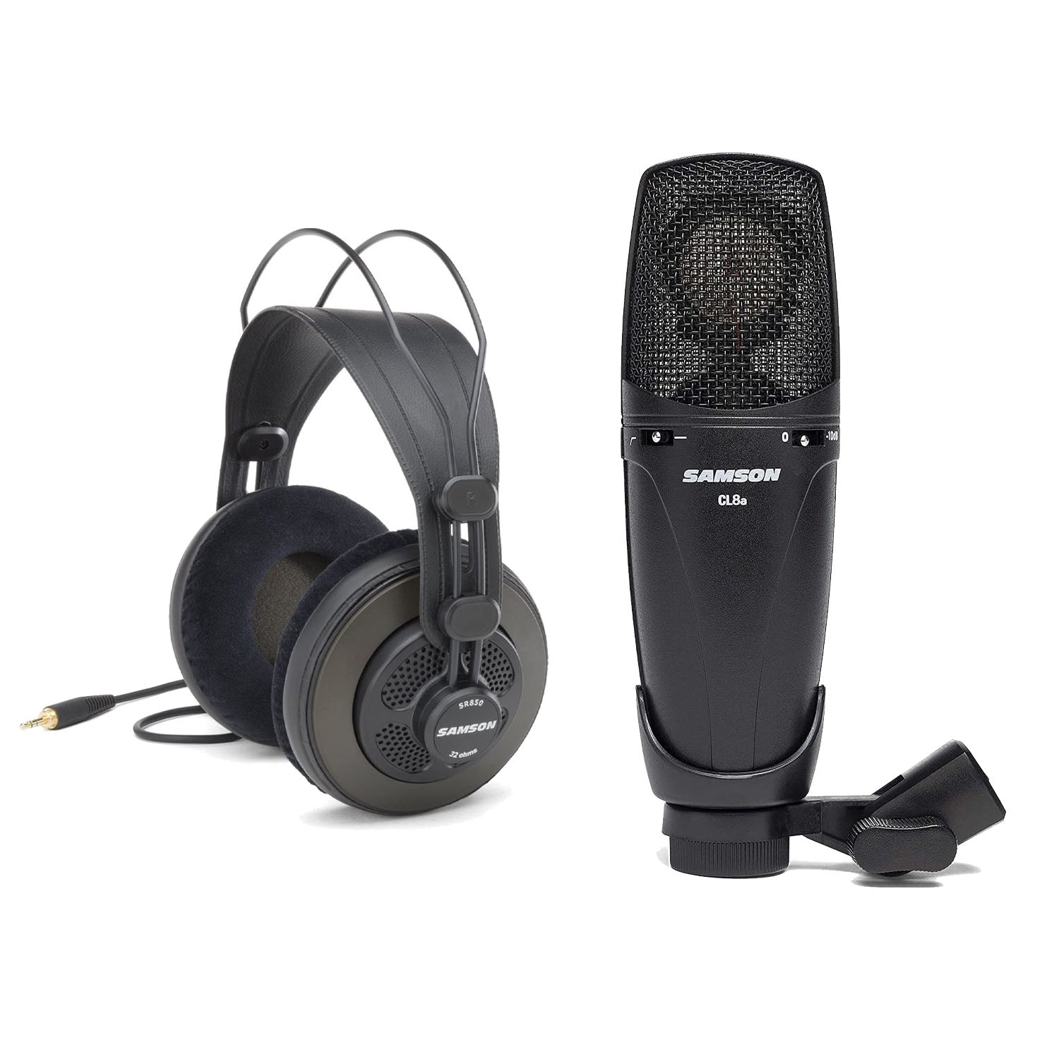 Samson CL8A Multi-Pattern Microphone and SR850 Semi Open-Back Headphones Bundle - Pro-Distributing
