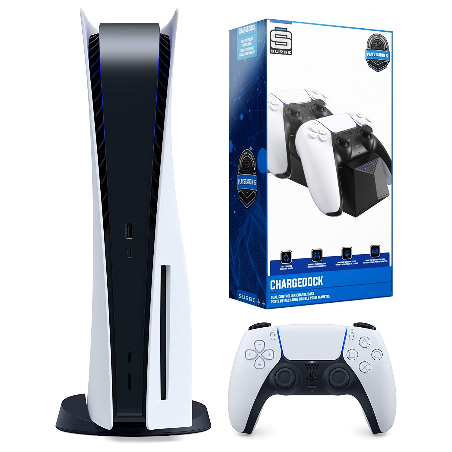 Sony Playstation 5 Disc Version Console with Dual Charging Dock Station Bundle - Pro-Distributing