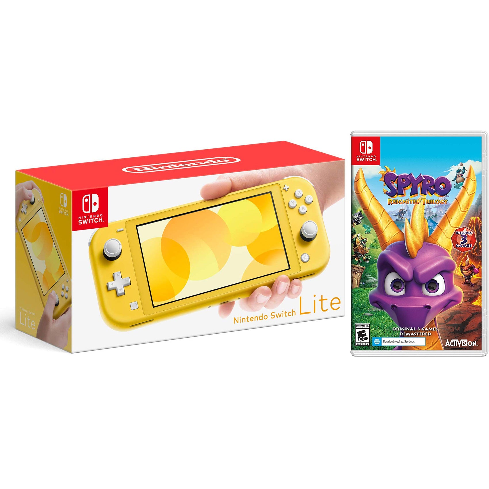 Nintendo Switch Lite 32GB Yellow and Spyro Reignited Trilogy Bundle - Pro-Distributing