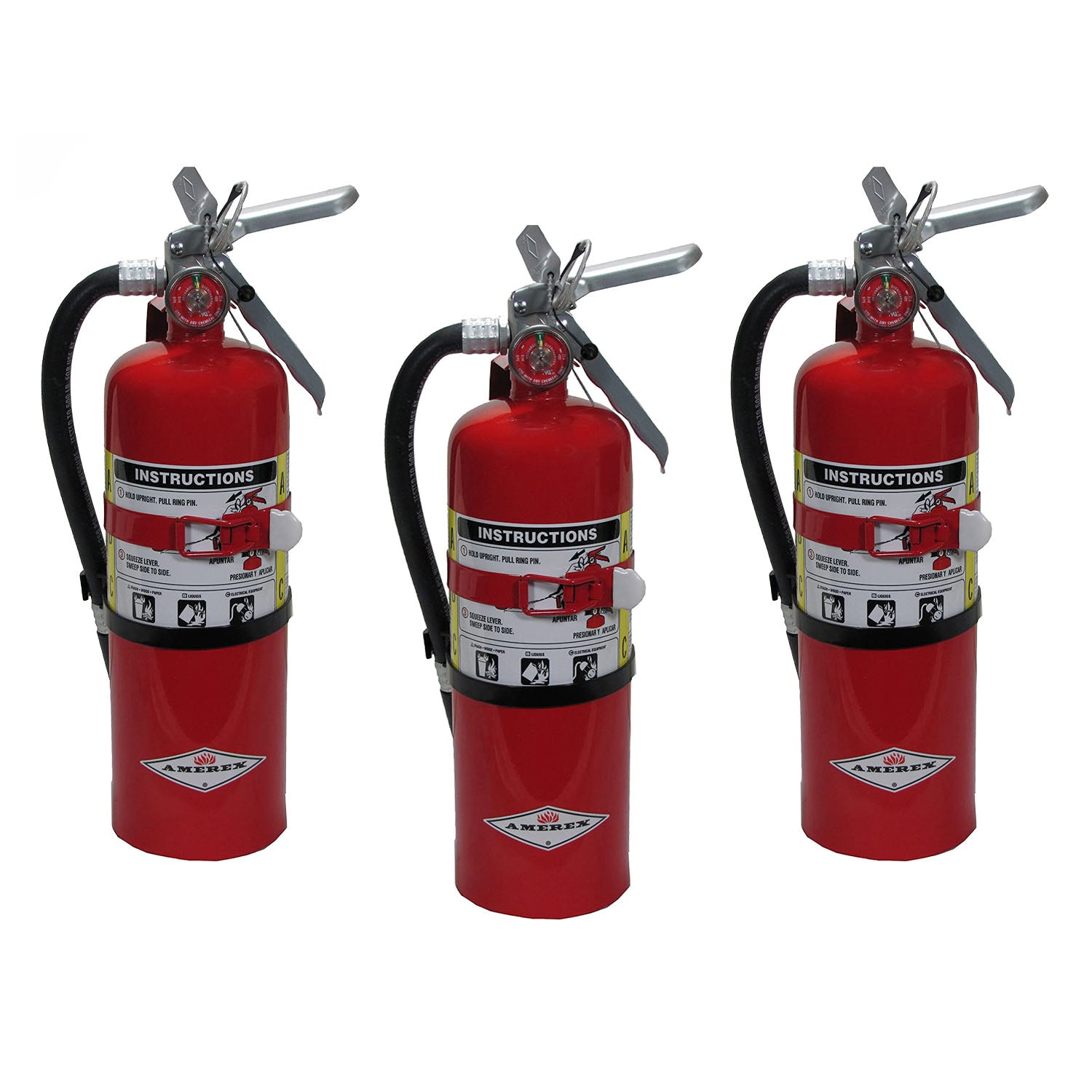 Amerex B402T, 5lb ABC Dry Chemical Class A B C Fire Extinguisher - 3 Pack - Pro-Distributing