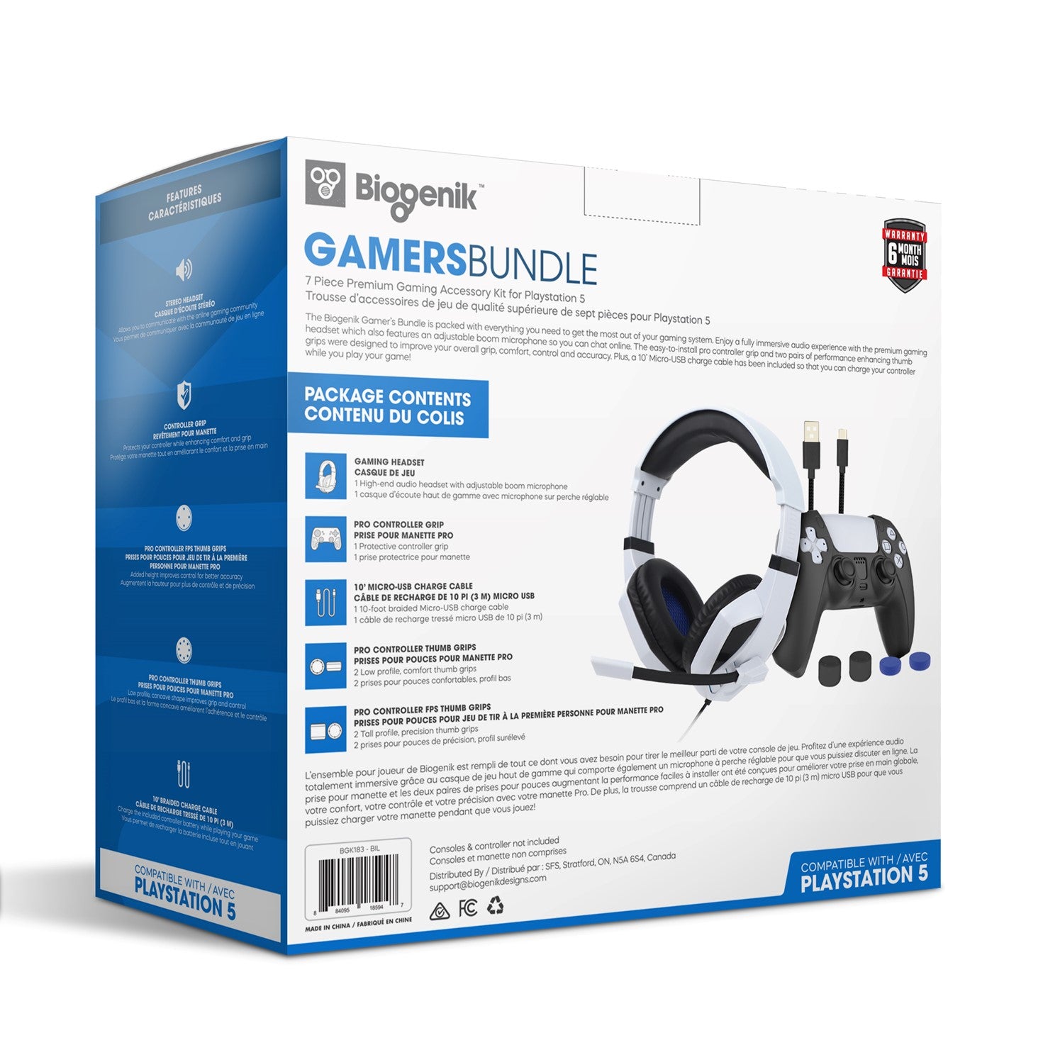 Biogenik 7 Piece Gamers Bundle Accessory Kit - Playstation 5 - Pro-Distributing