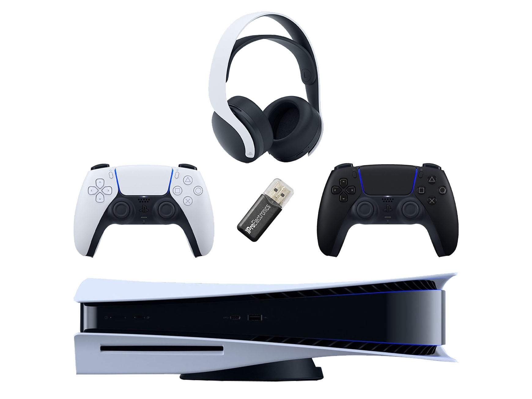 Sony Playstation 5 Disc (PS5 Disc) with Extra Black Wireless Controller, PULSE 3D Gaming Headset and MicroSD Card USB Adapter Bundle - Pro-Distributing