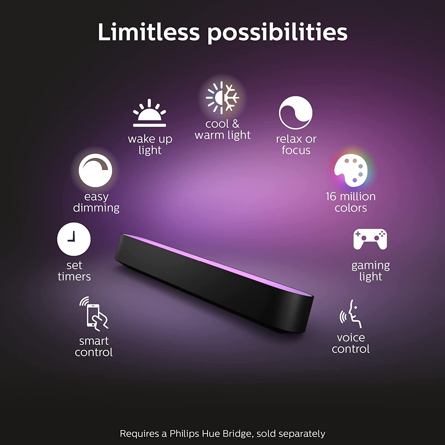 Philips Hue Play White & Color Smart Light, 2 Pack Base Kit, Hub Required - Pro-Distributing