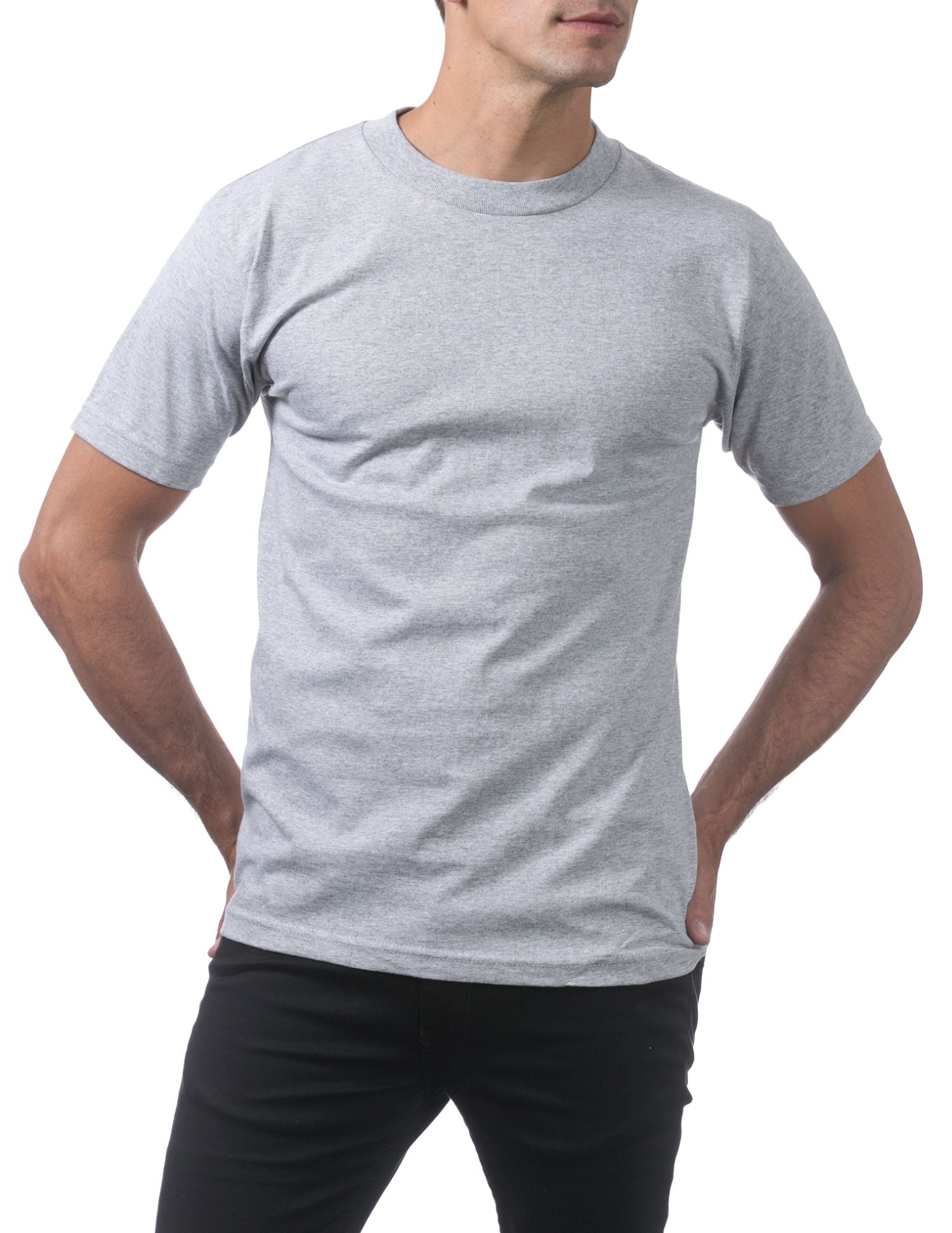 Pro Club Men's Comfort Cotton Short Sleeve T-Shirt - Heather Gray - Medium - Pro-Distributing