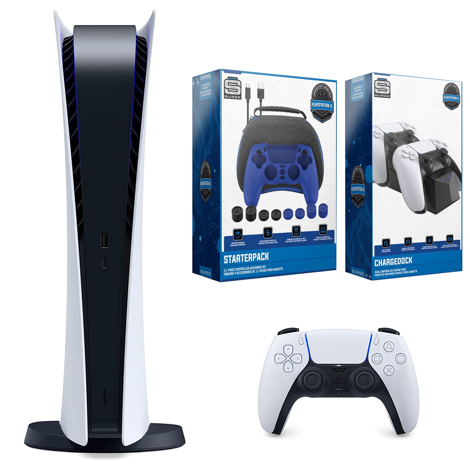 Sony Playstation 5 Digital Version (Sony PS5 Digital) Console with Dual Charging Dock Station and Pro Gamer Starter Pack Bundle - Pro-Distributing